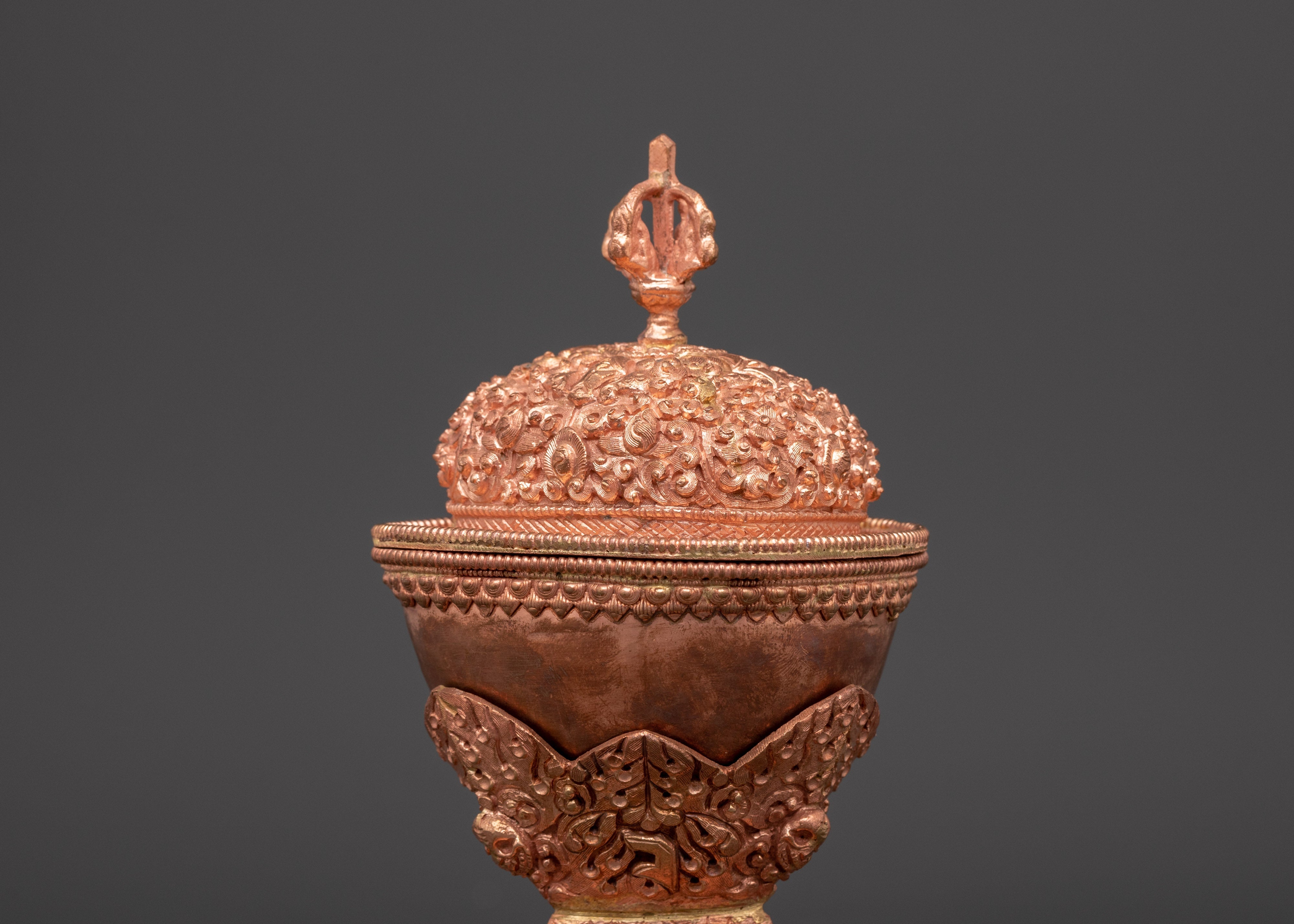 Tibetan Copper Kapala Skull Cup | Sacred Buddhist Ritual Offering Vessel