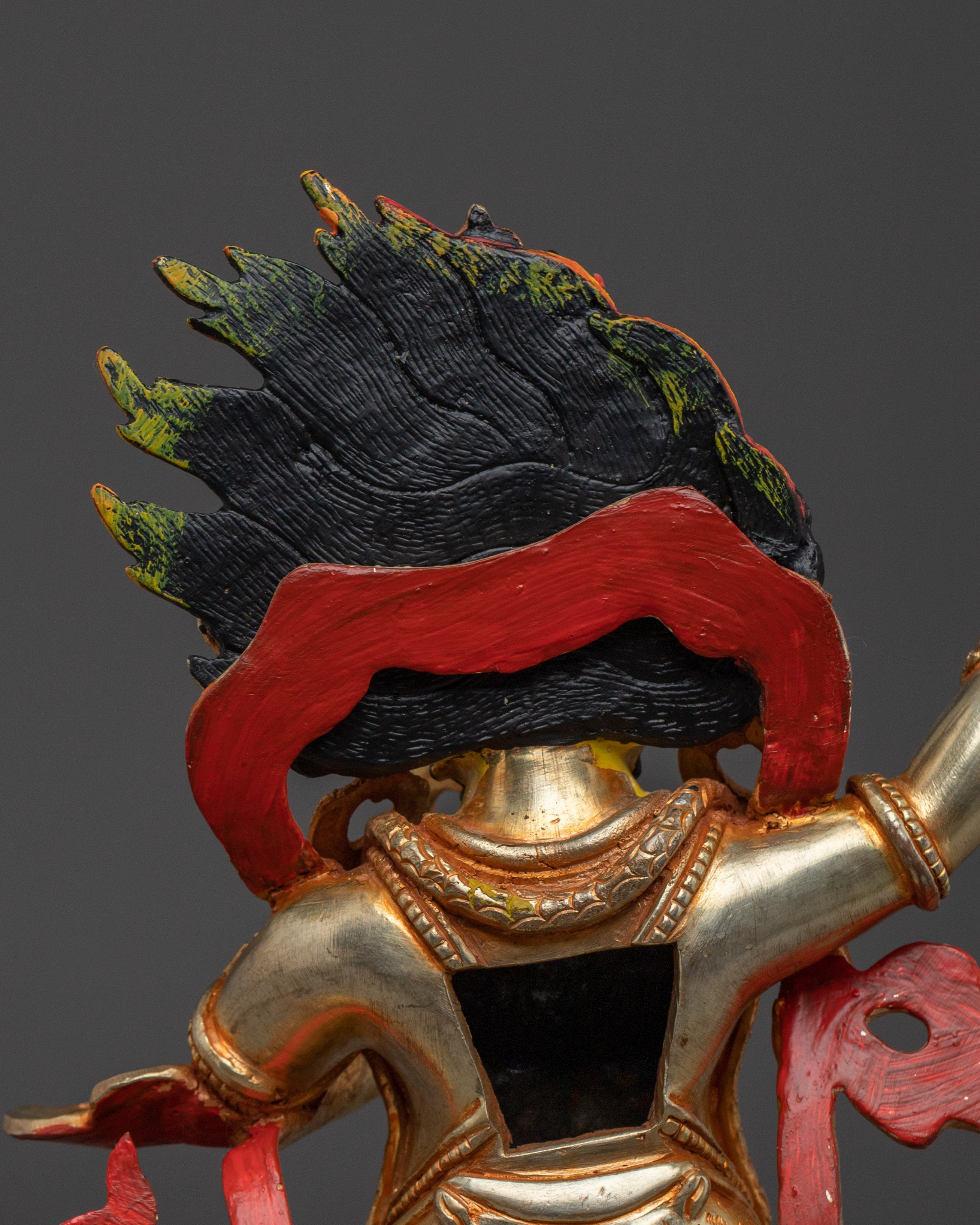 Handcrafted Vajrapani Electric Gold Statue | Powerful Buddhist Protector from Nepal