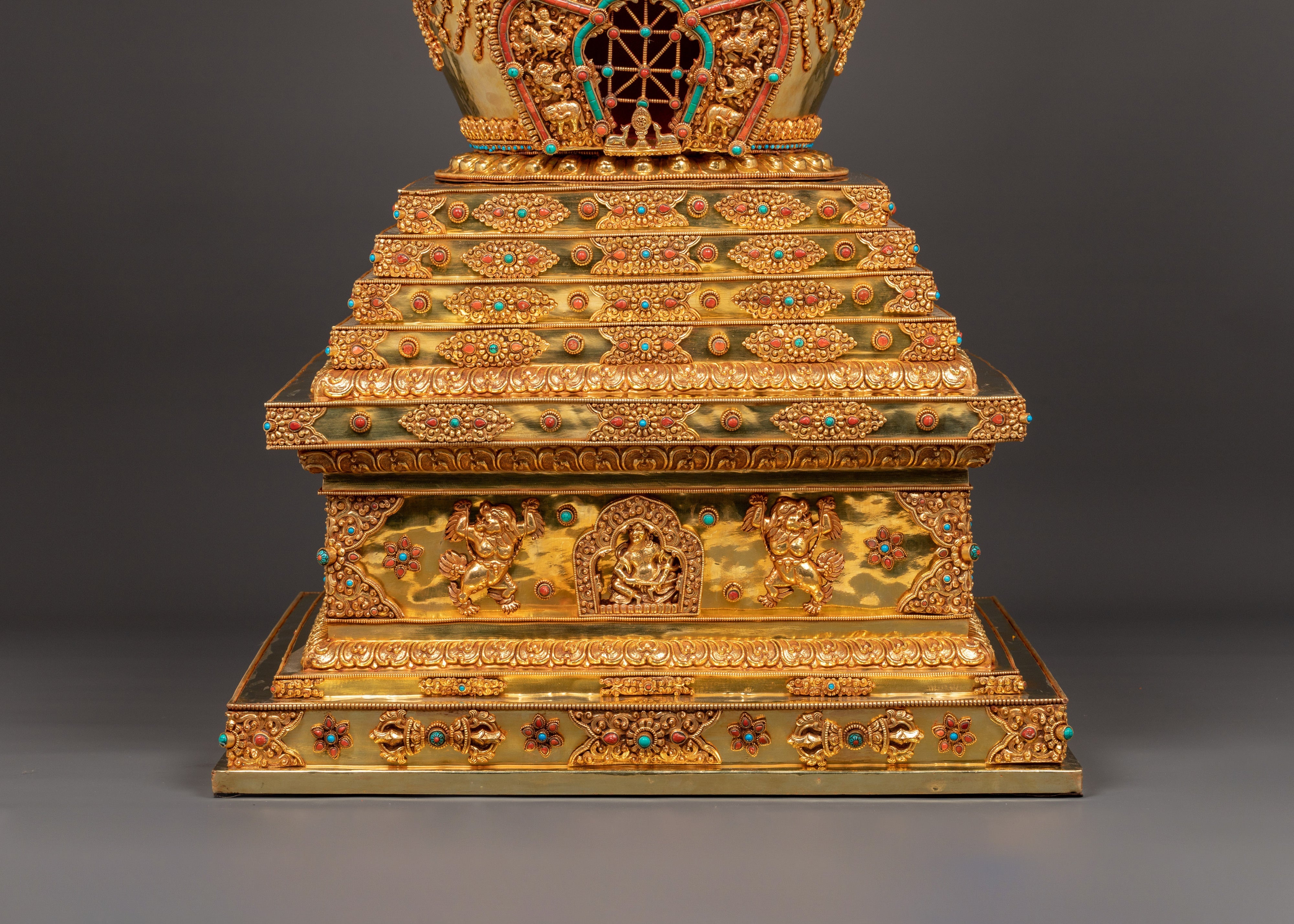 Handcrafted Gold-Plated Tibetan Stupa for Sacred Spaces | Perfect for Spiritual Decor