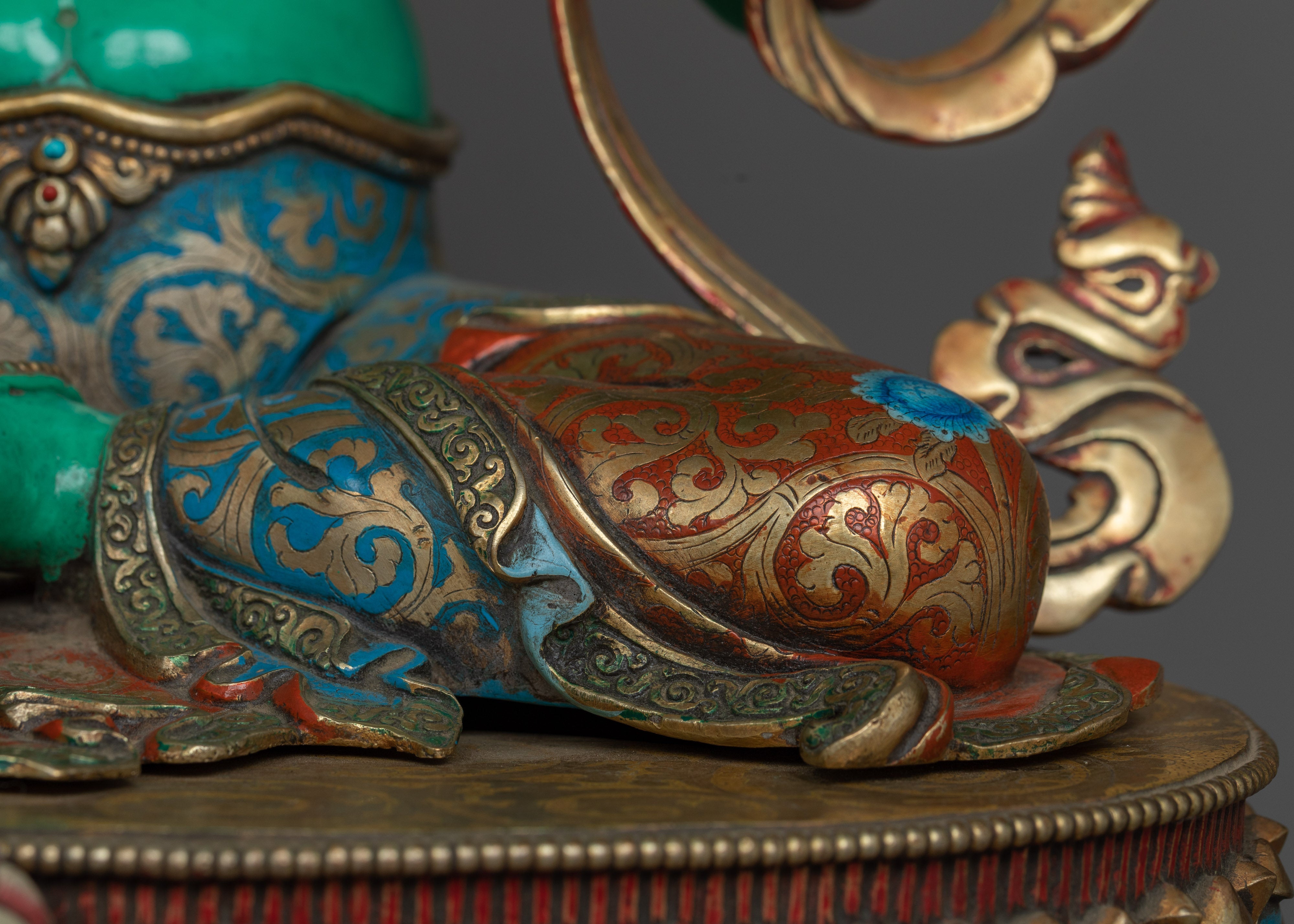 Green Tara Beautiful Sculpture | Stunning 24K Gold Gilded Statue