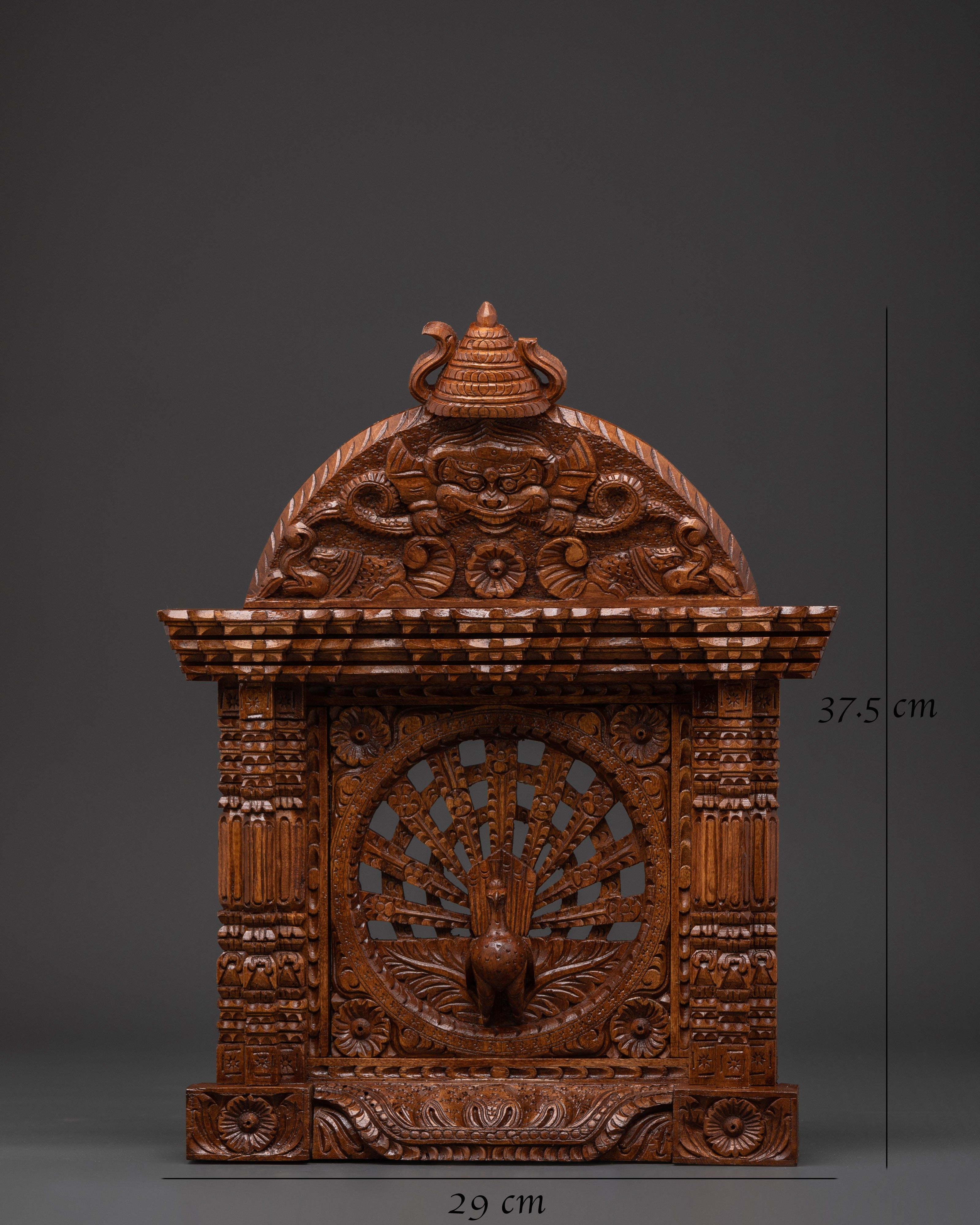 Heritage Home Decor | Hand-Carved Wooden Peacock Window