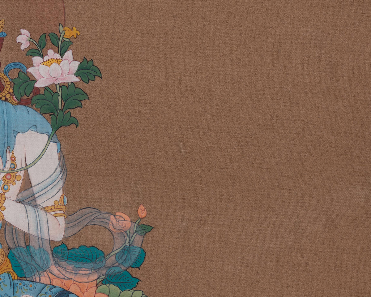 Tibetan Sita Tara Thangka | White Tara Compassion and Healing Artwork