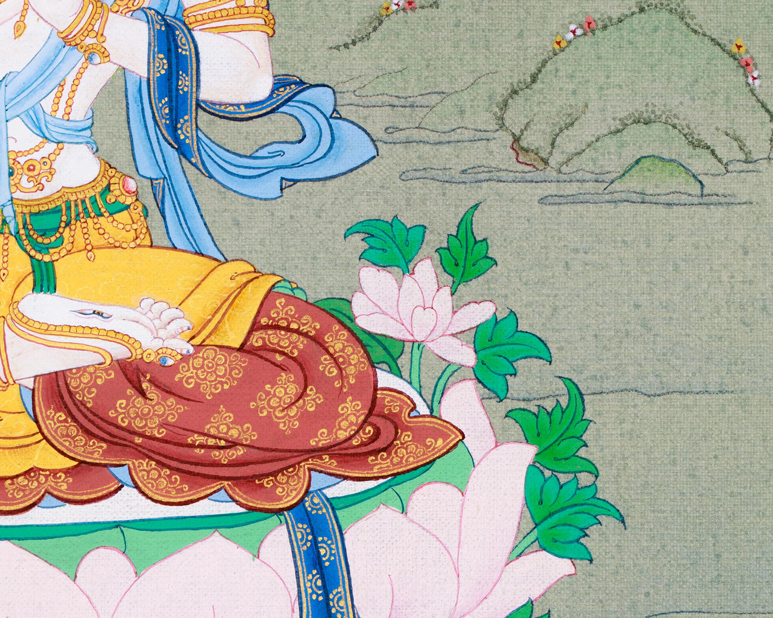 White Tara, Goddess of Compassion Thangka | Authentic Himalayan Art for Spiritual Wellness