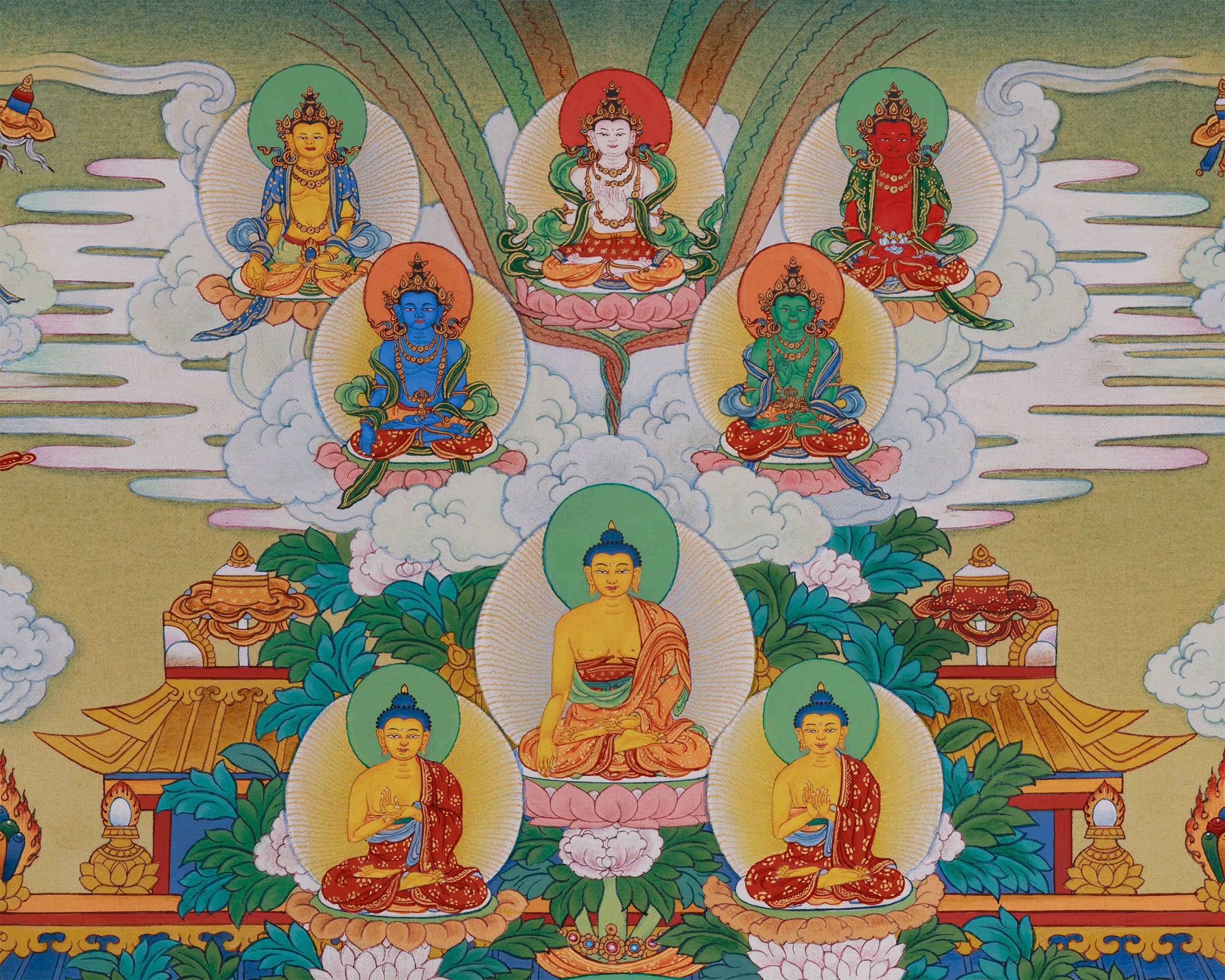 Grand Mahayana Pure Land Painting | Sacred Realm of Amitabha Buddha