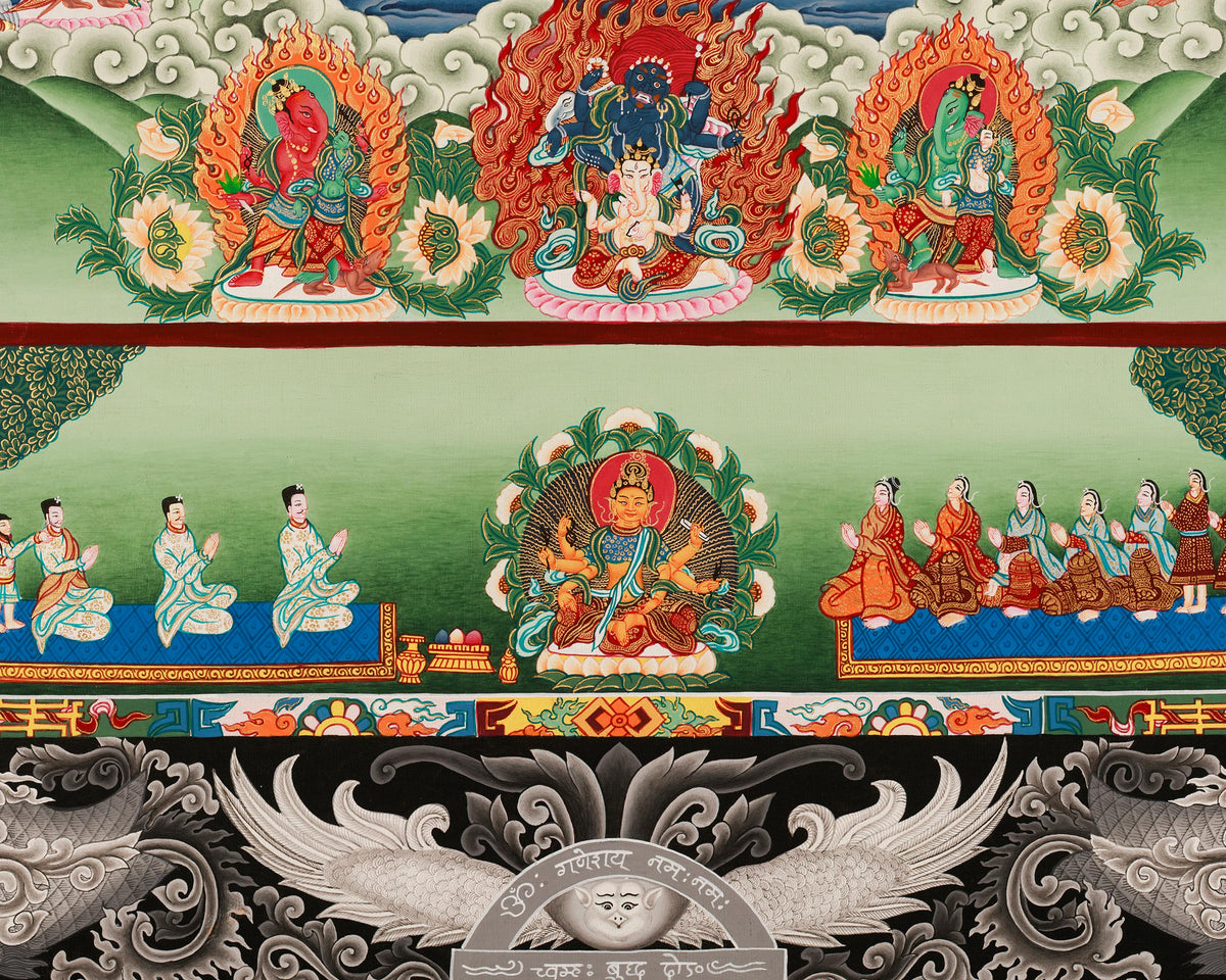Traditional Newari Pauba Print For Ganesh Stotram Practice | Paubha Print For Ganesh Chaturthi Celebration