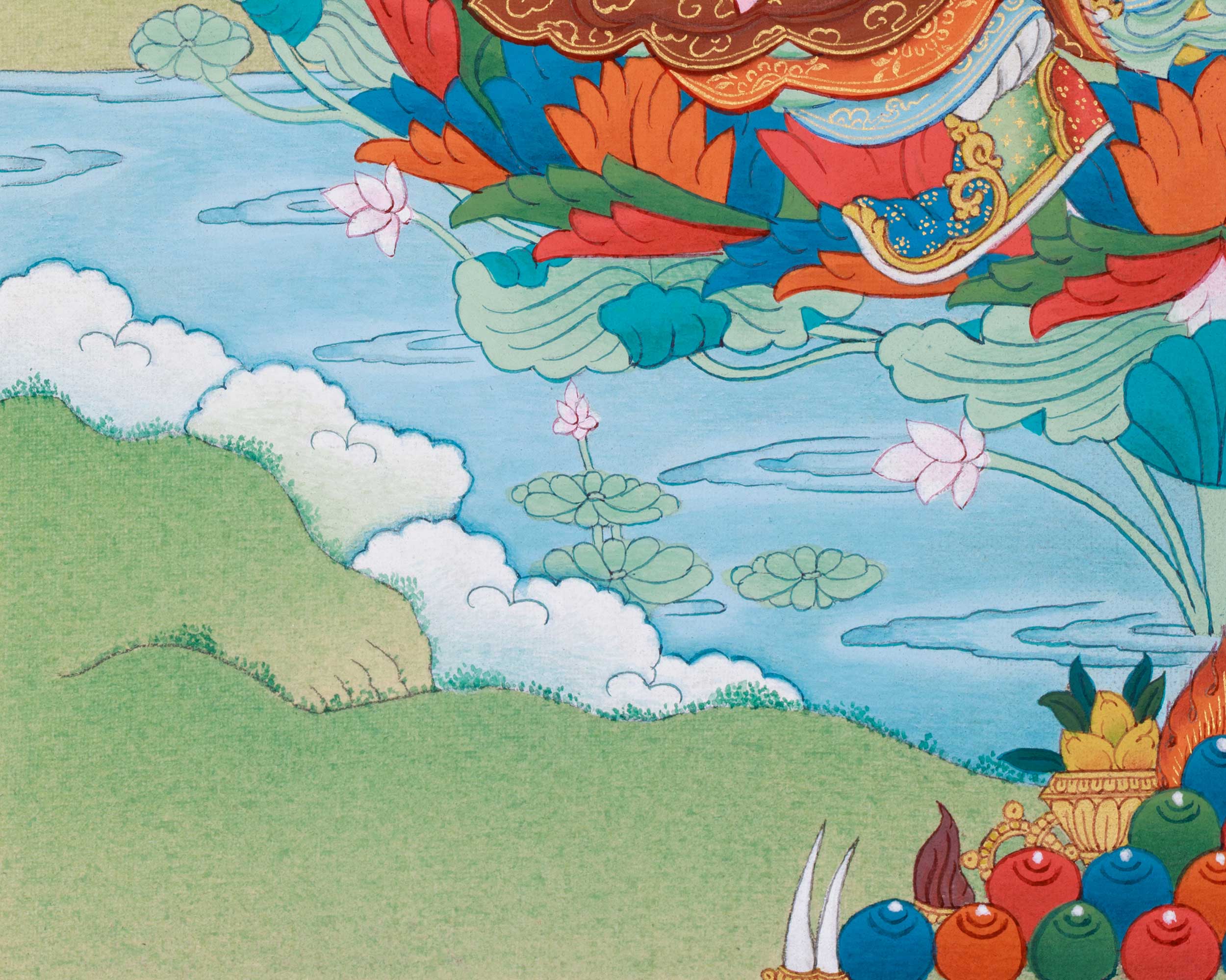 Guru Rinpoche Thangka: Free Brocade