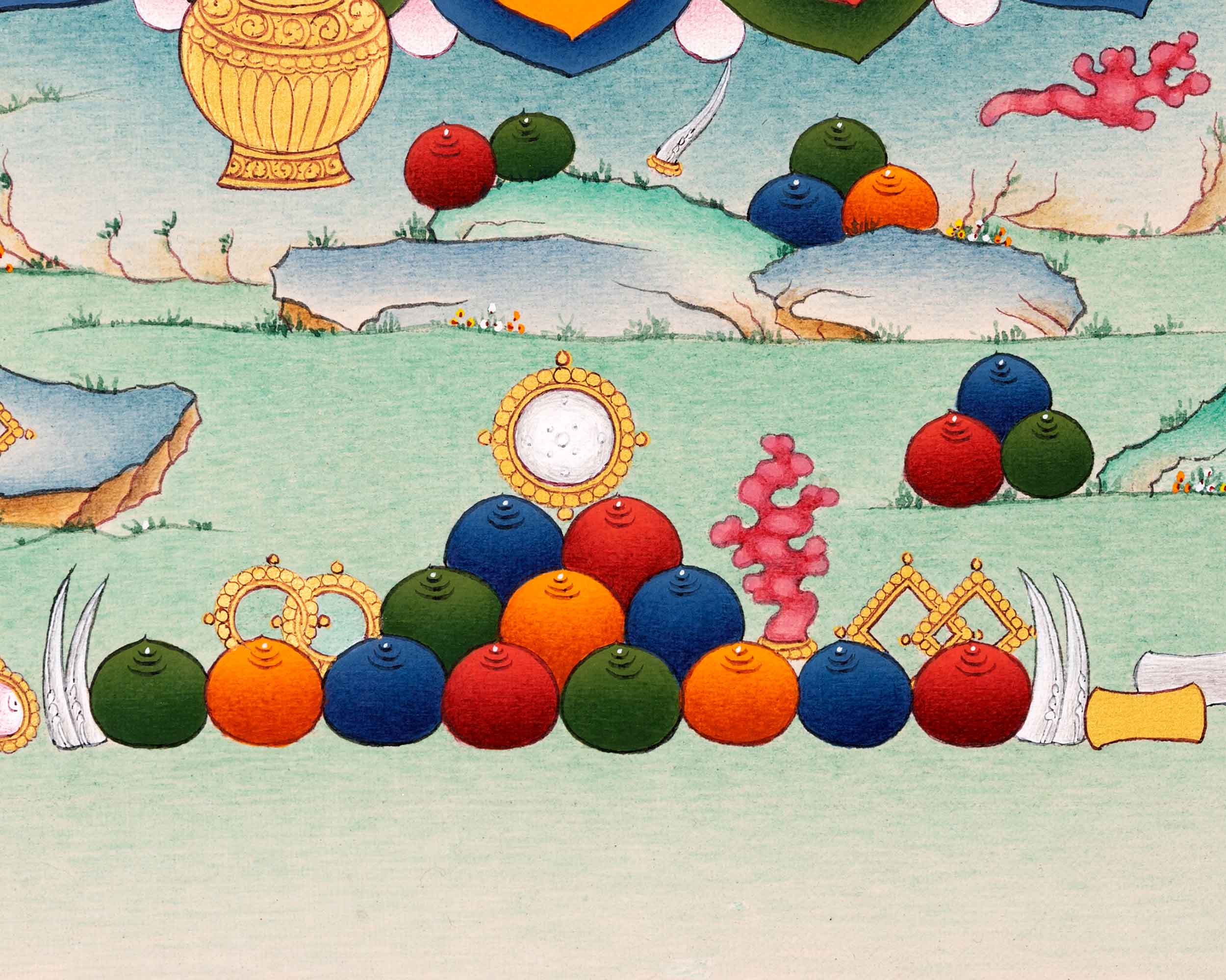 Karma Gadri Thangka of Dzambala, Buddhist Kubera