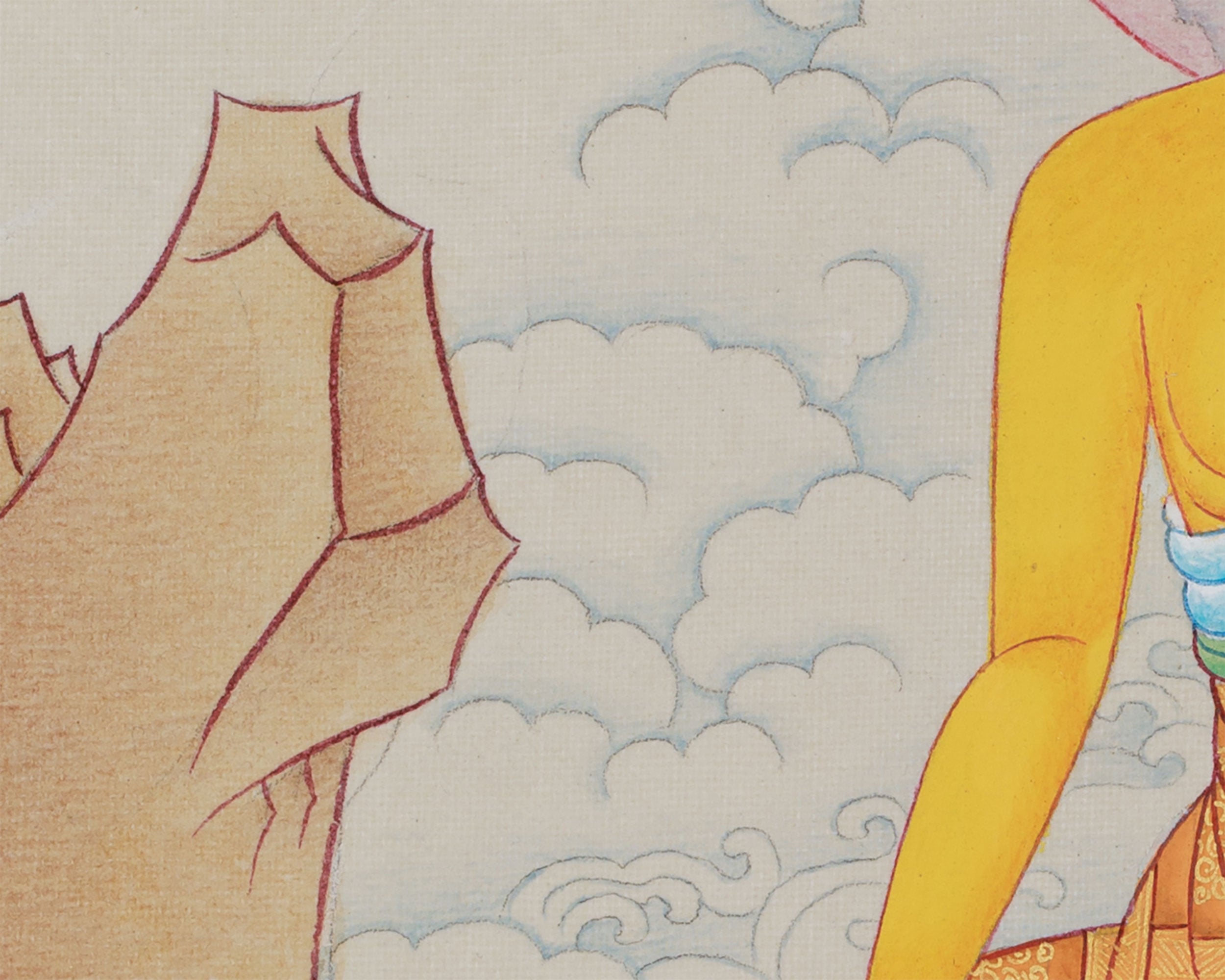 9-Inches Shakyamuni Buddha Thangka | Hand-Painted with Natural Stone Colors and 24K Gold