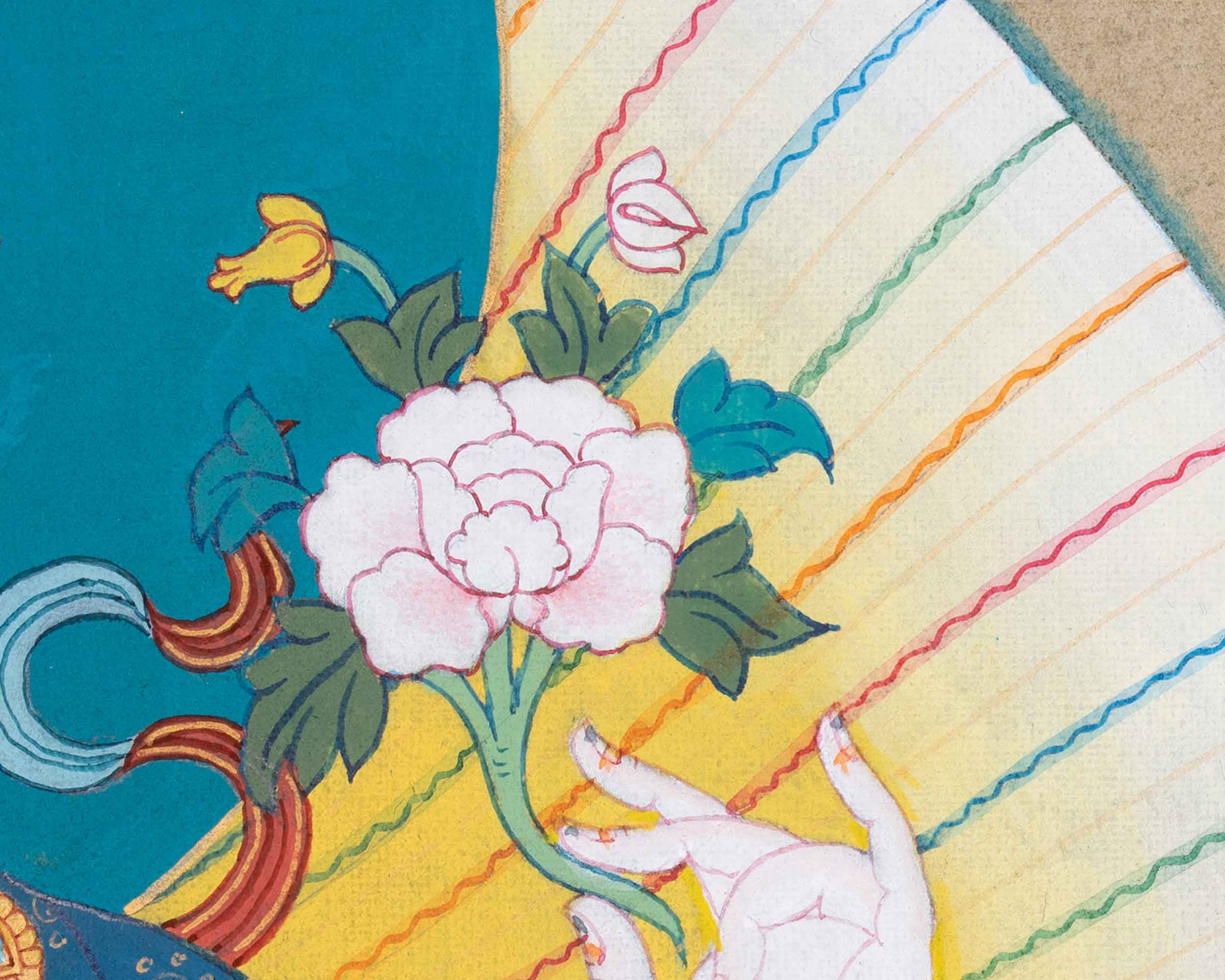Chenresig Thangka with Manjushri and Vajrapani | Deity of Compassion