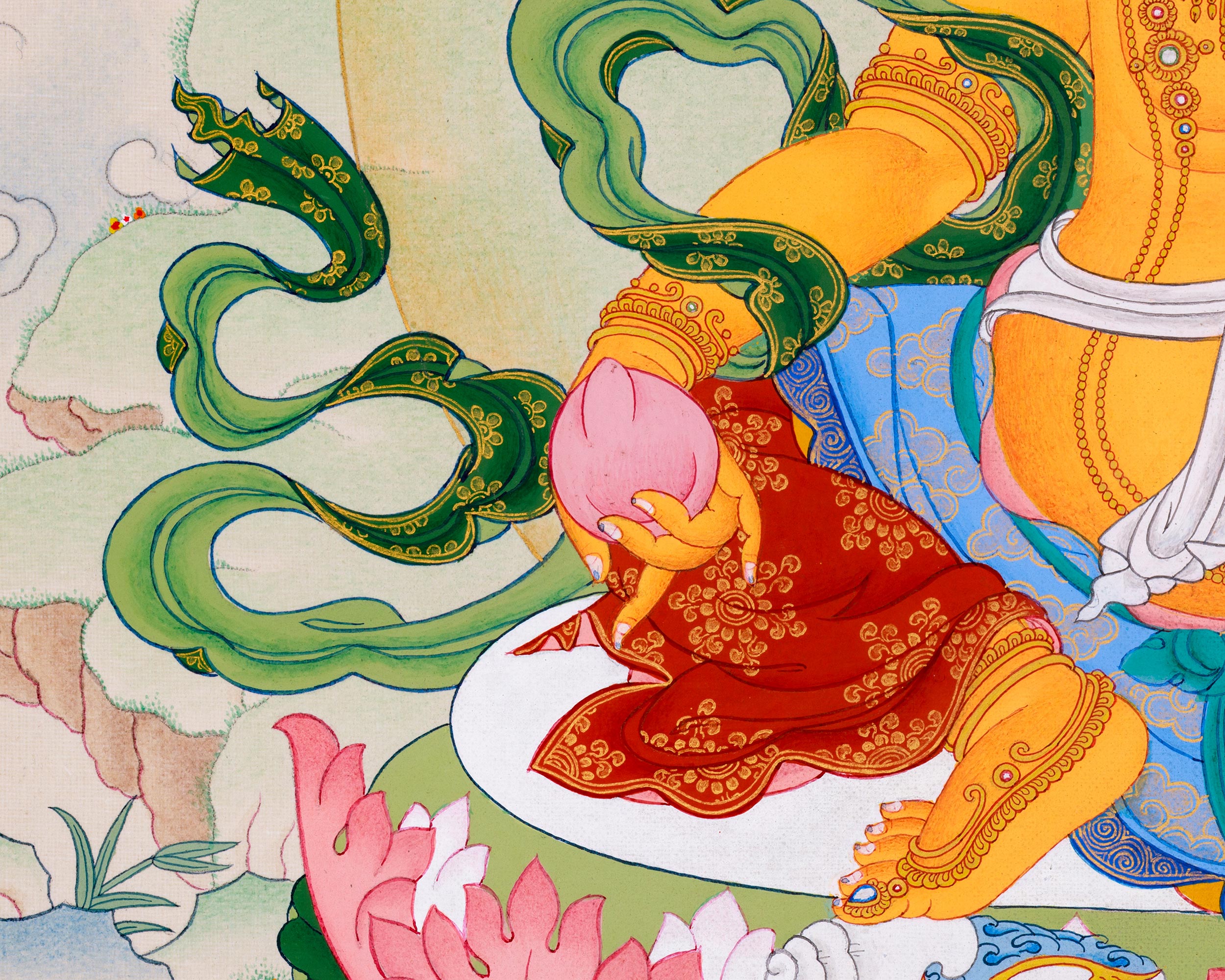 Hand-Painted Dzambhala Thangka | God of wealth