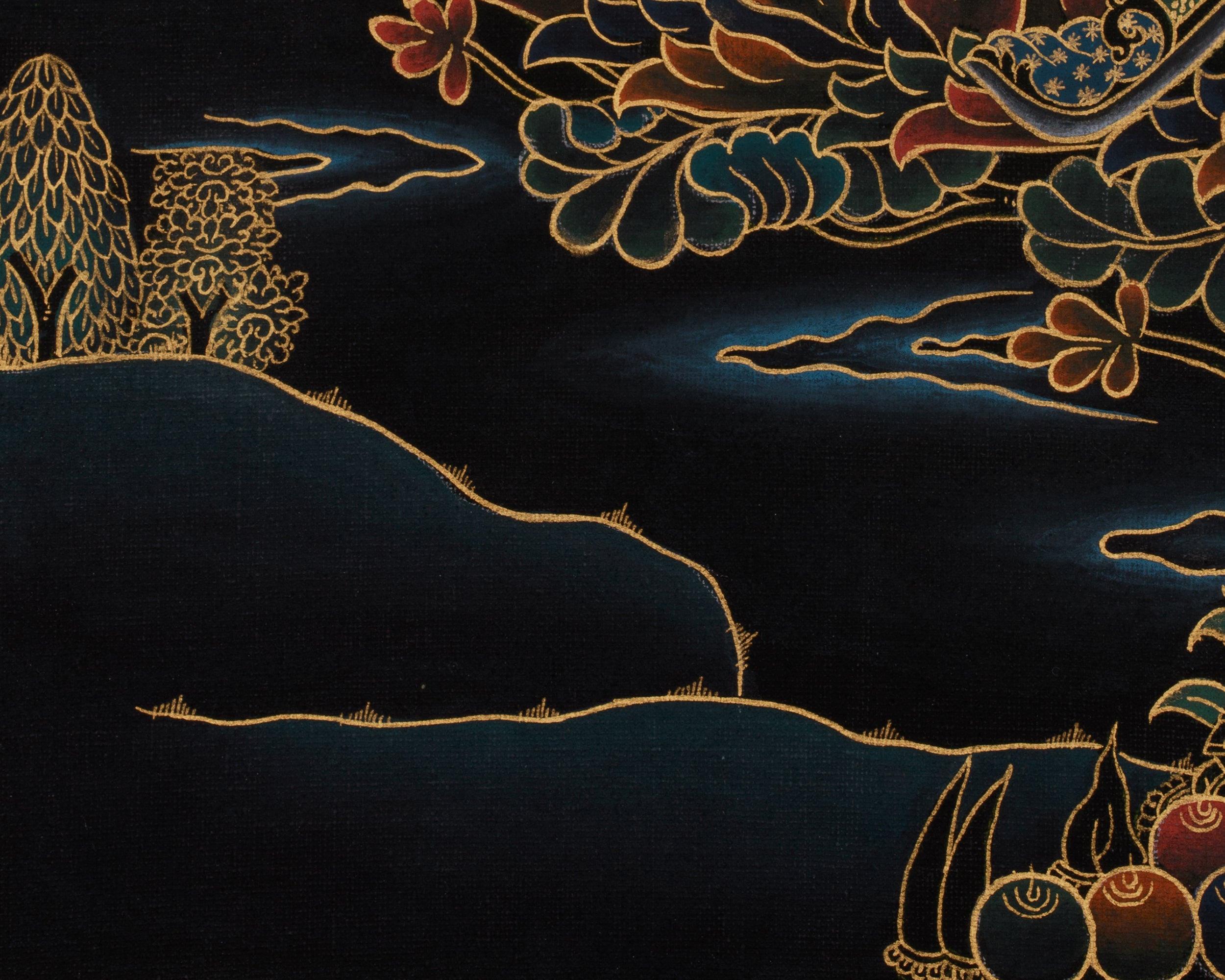 Hand-Painted Guru Rinpoche Thangka | Embodiment of Wisdom and Compassion