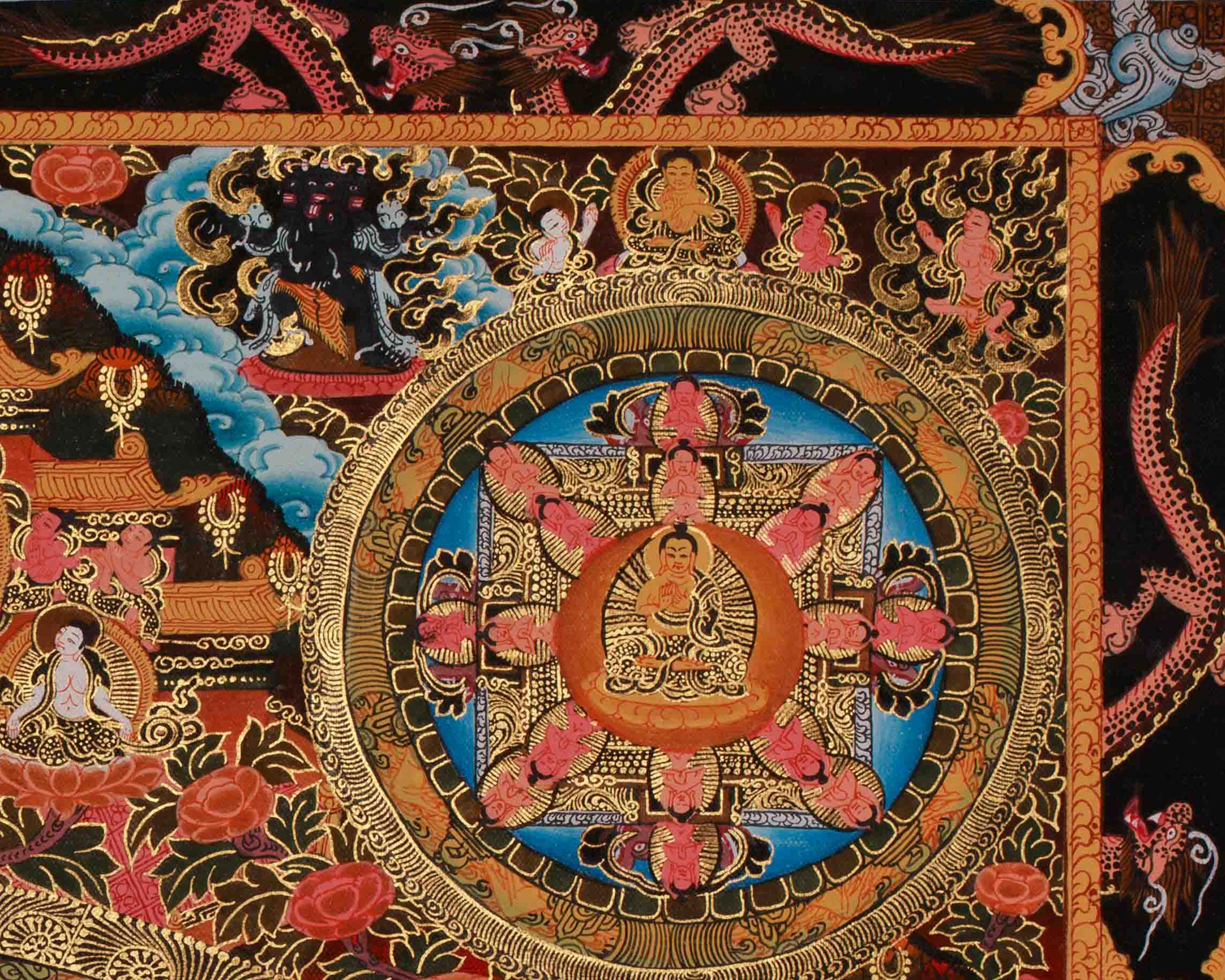 Divine Buddha Mandala Artwork | A Radiant Mandala Reflecting Wisdom, Compassion, and Peace | Meditation Altar