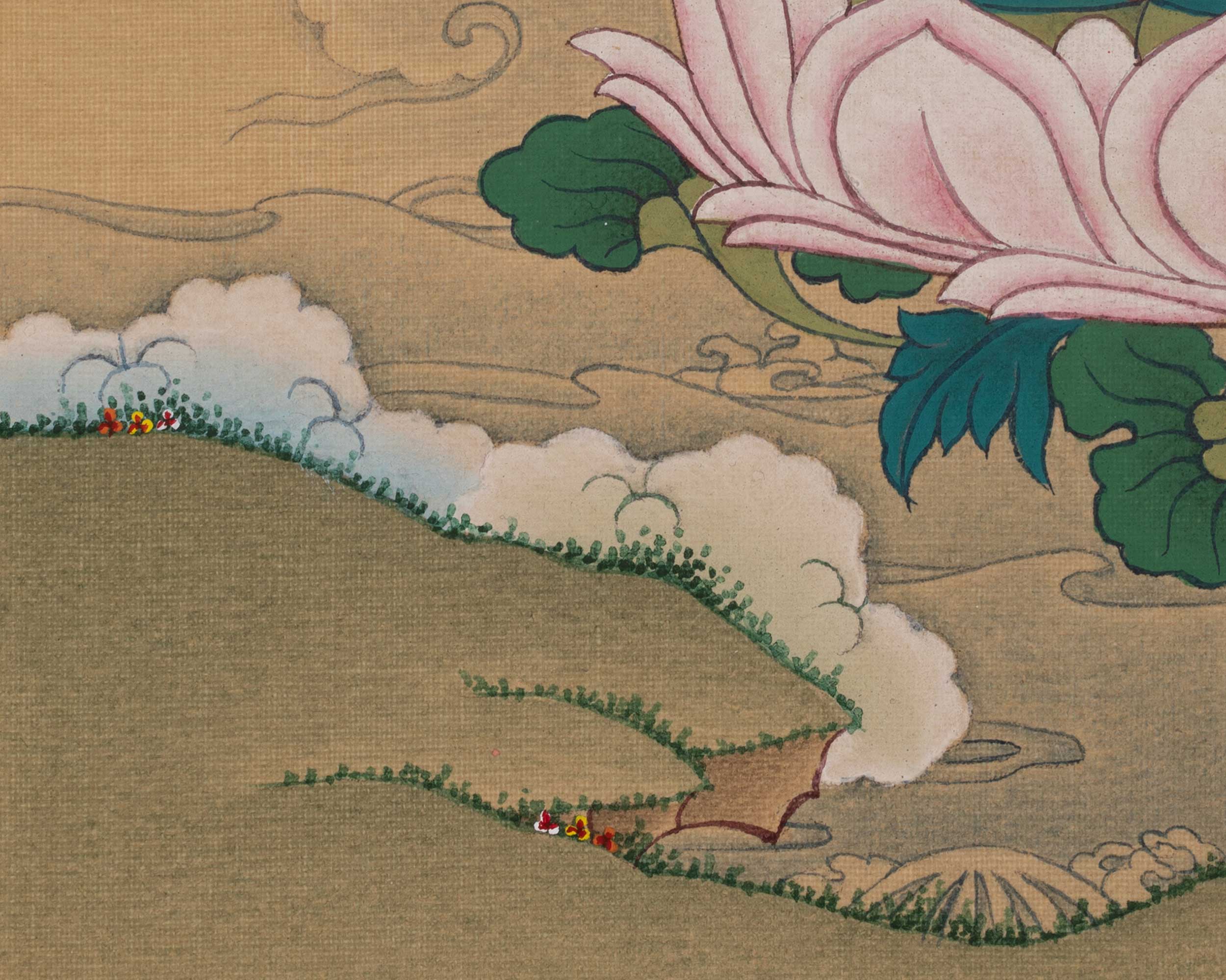 Tibetan Chenrezig Buddhist Art | Compassion Deity | Avalokiteshvara Thangka