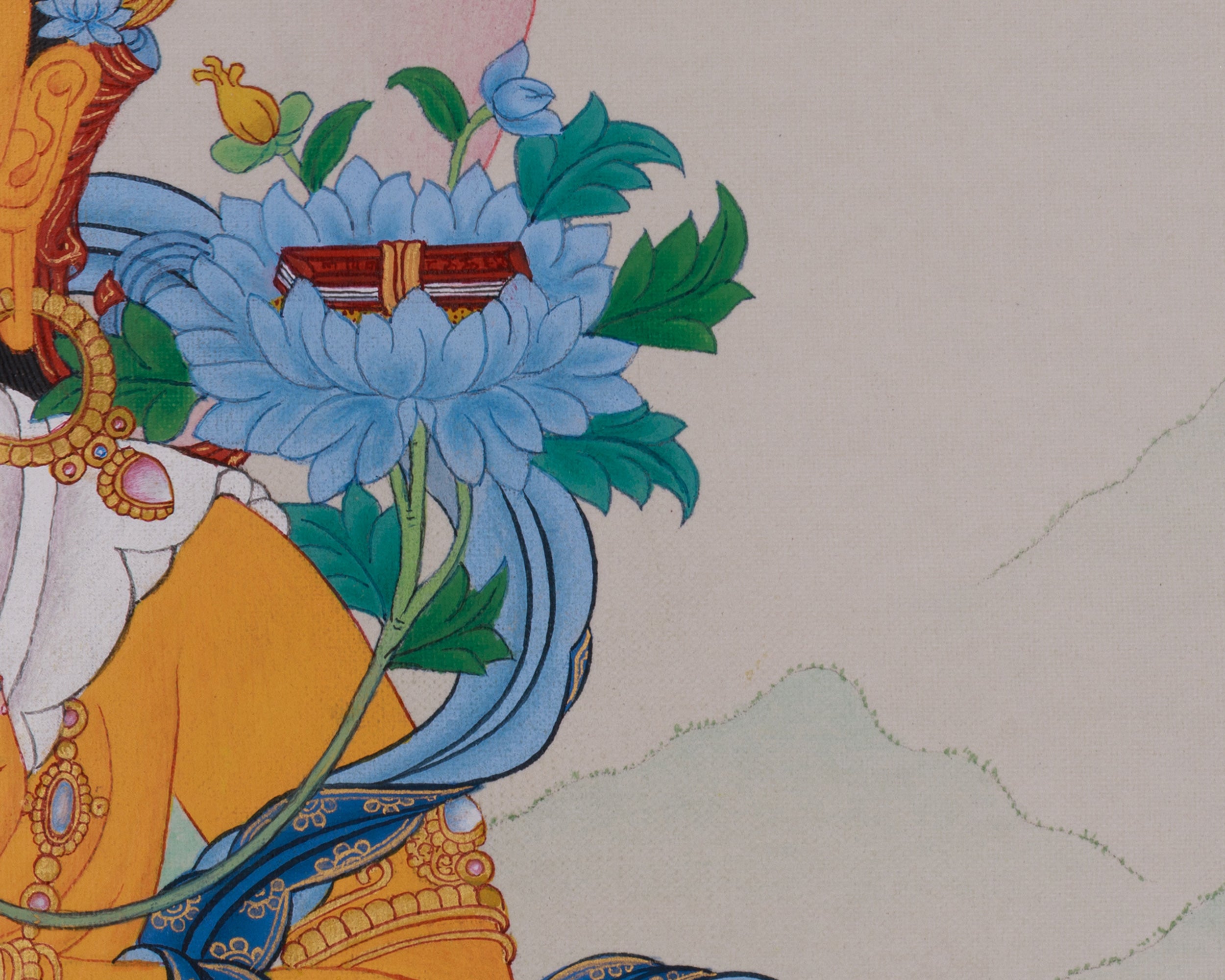 Enlightened Monju Bosatsu (Manjushri) Thangka | Master of Philosophy and Teachings