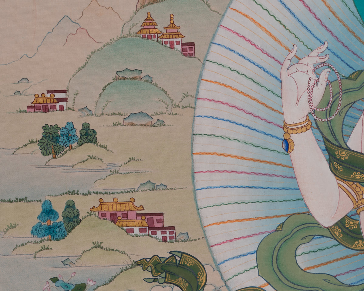 Chenrezig Sacred Thangka Art | Avalokiteshvara Art | Compassion Buddha