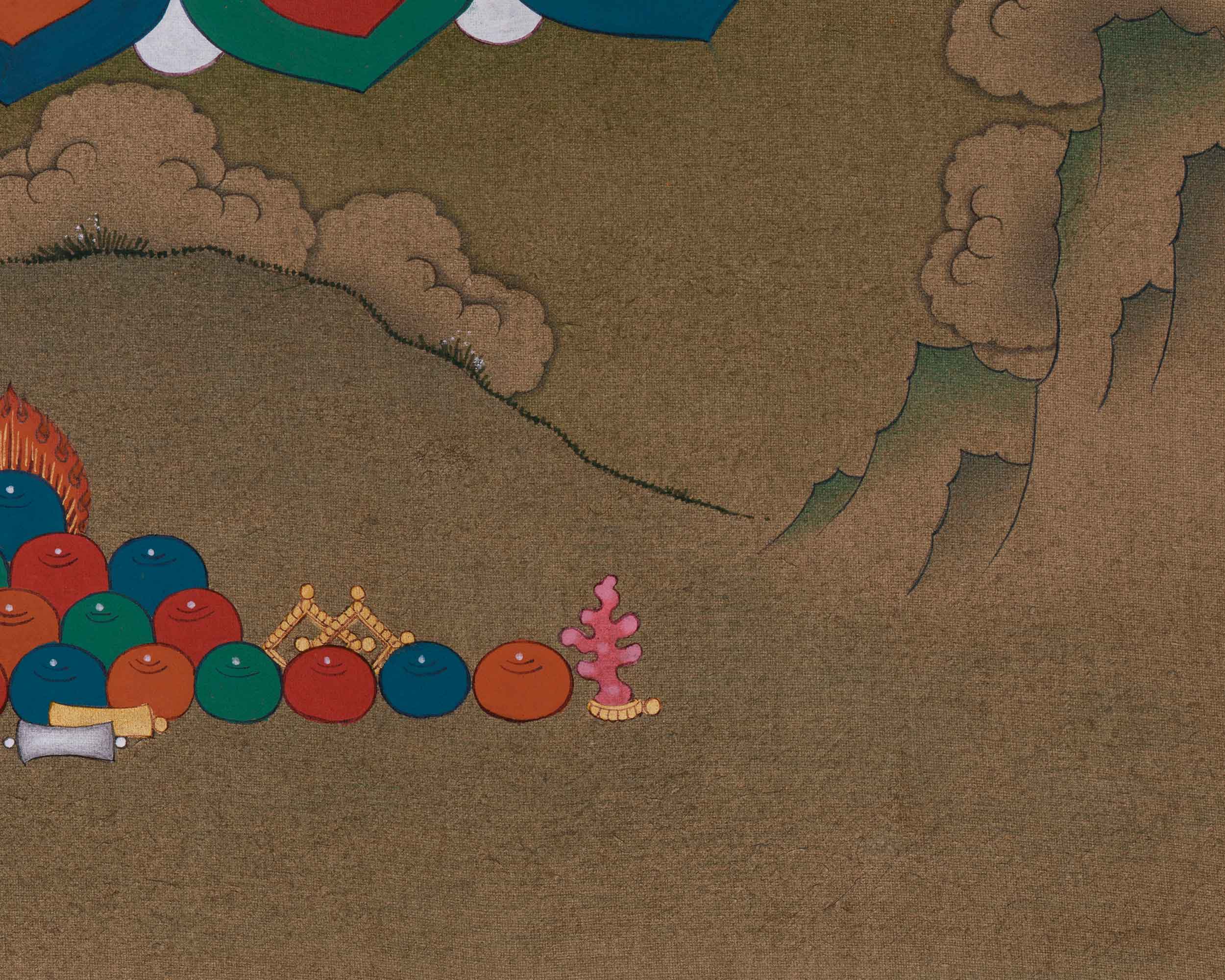 Tibetan Wealth Buddha, Dzambhala Thangka | Buddha of Abundance and Good Fortune