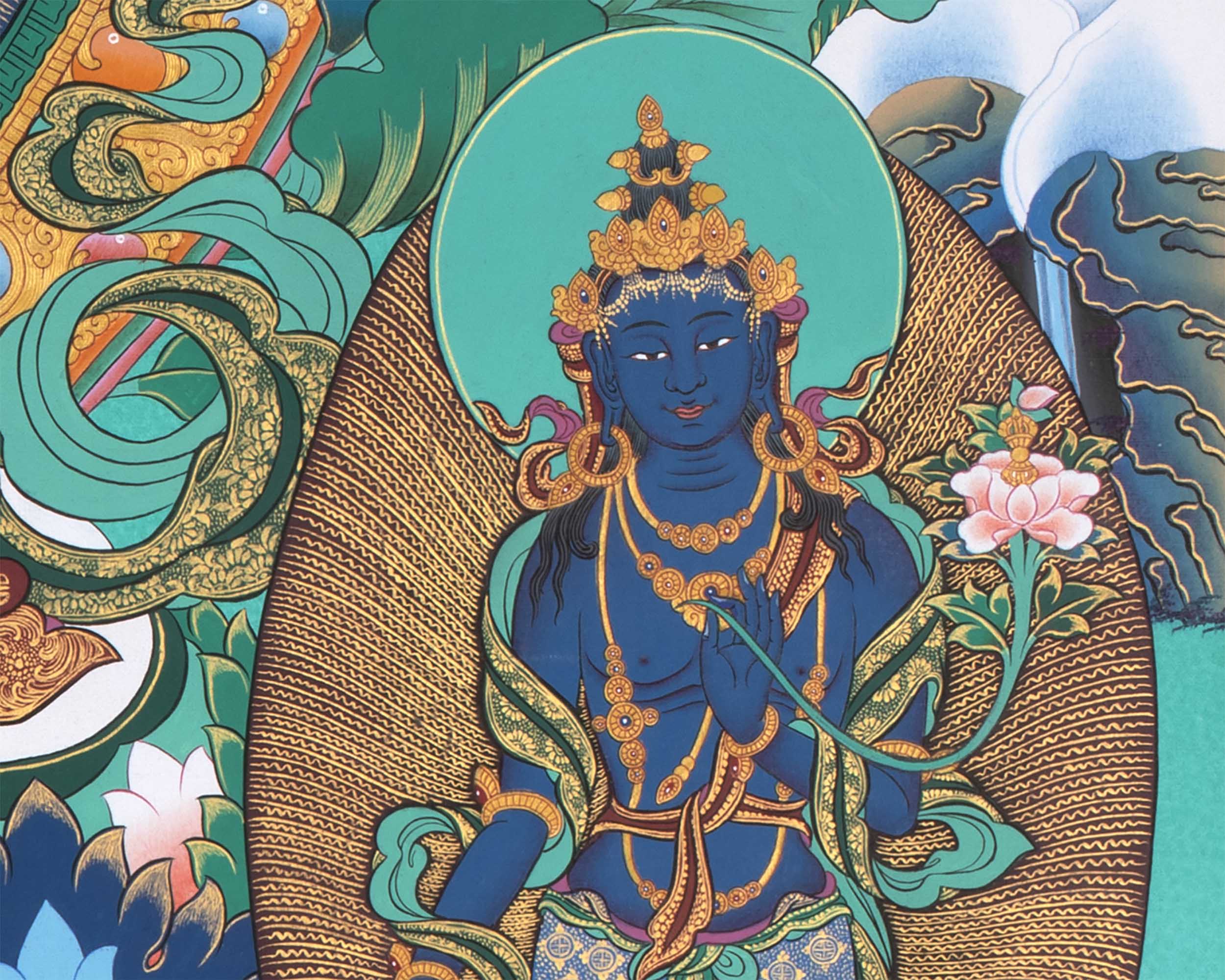 Chenrezig Thangka Print For Spiritual Awakening | Divine Avalokiteshvara Print | Exquisite Wall Hanging Art