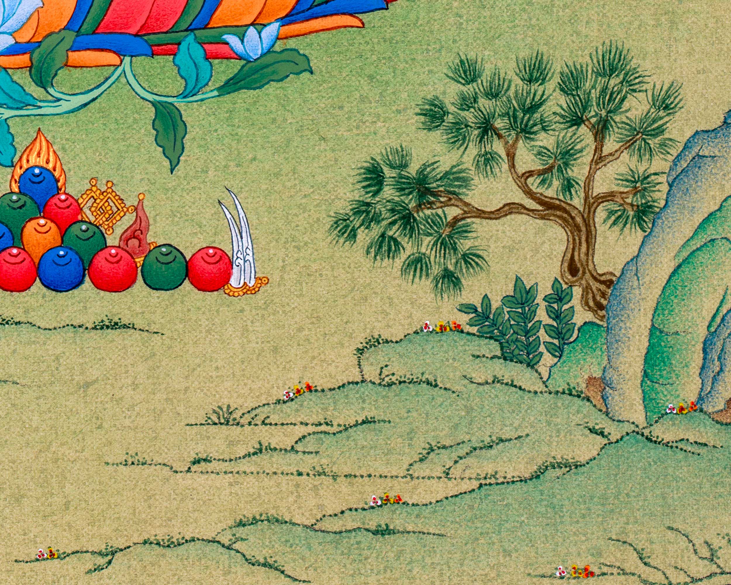 Green Tara Figurine | Buddhist Deity Tara Thangka