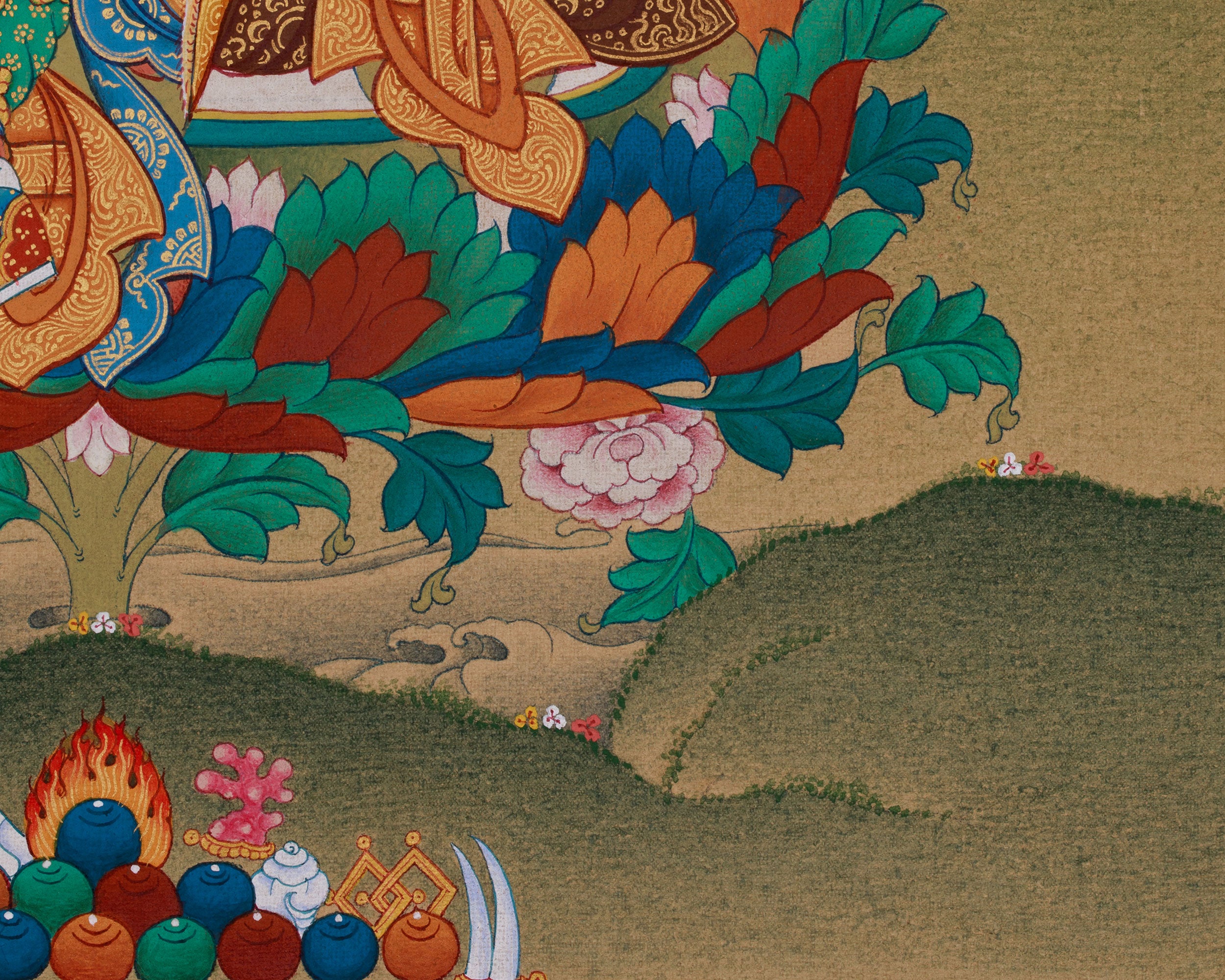 Buddhist Master, Guru Padmasambhava Painting | Featuring Amitabha Buddha