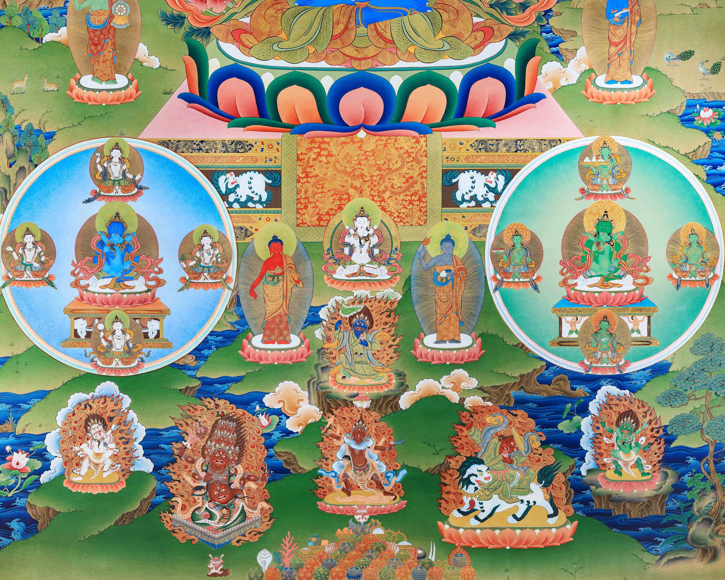 42 Peaceful Deities | Bardo Thangka | Tibetan Thangka Painting | High Quality Giclee Print