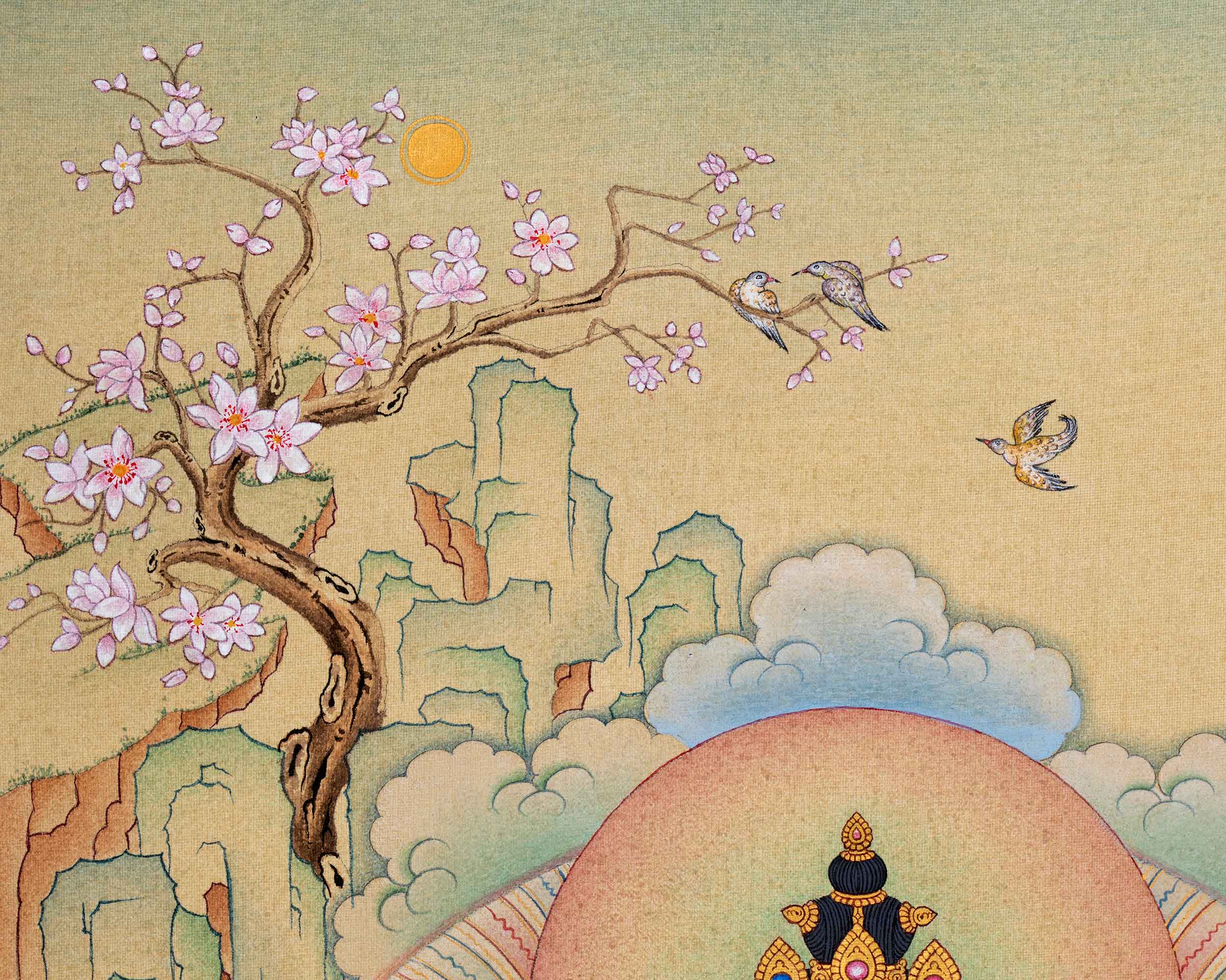 Tibetan Bodhisattvas Thangka | Chenrezig. Manjushri and Vajrapani