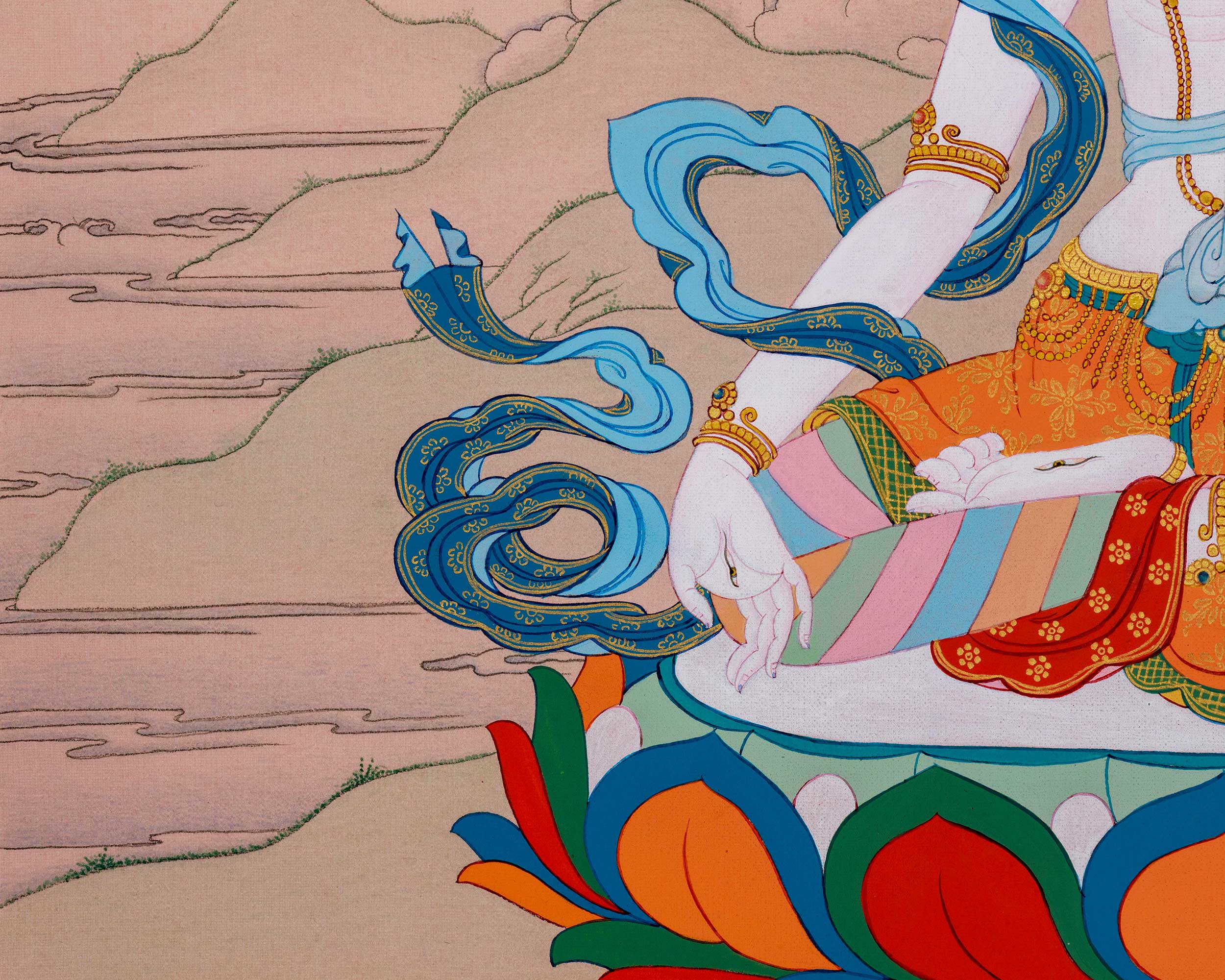 Spectacular White Tara| Karma Gadri Thangka
