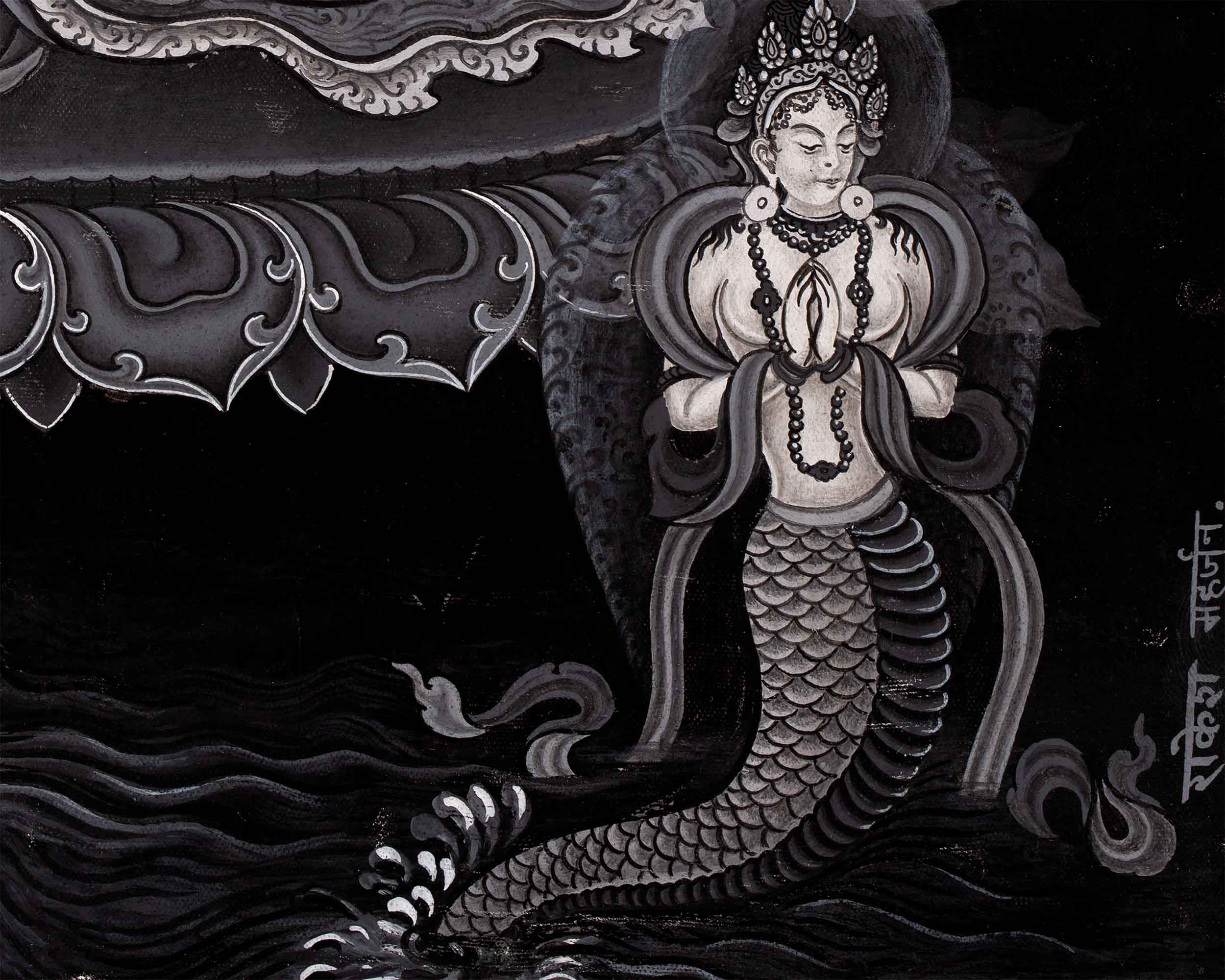High-Quality Giclee Print For Arya Manjushri Namasangiti Mantra Practice | Multi-Armed Form Of Bodhisattva Of Wisdom