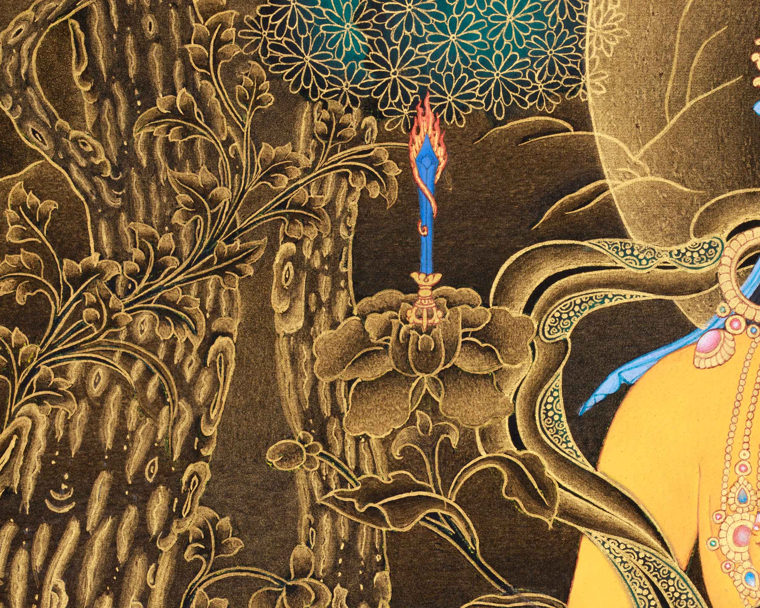 Hand Painted Manjushri Thangka for Home Decor | Traditional Tibetan Art