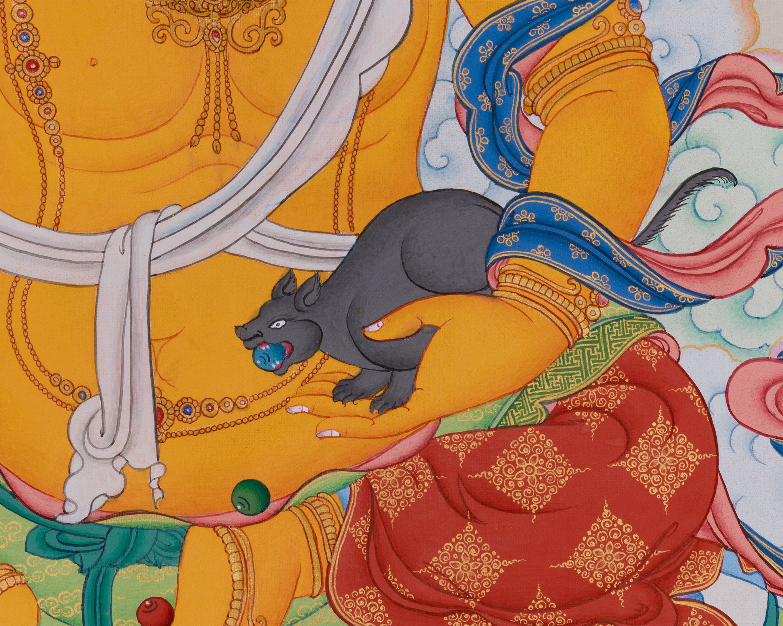 Dzambhala Thangka | Buddhist Deity of Wealth and Prosperity | BROCADE