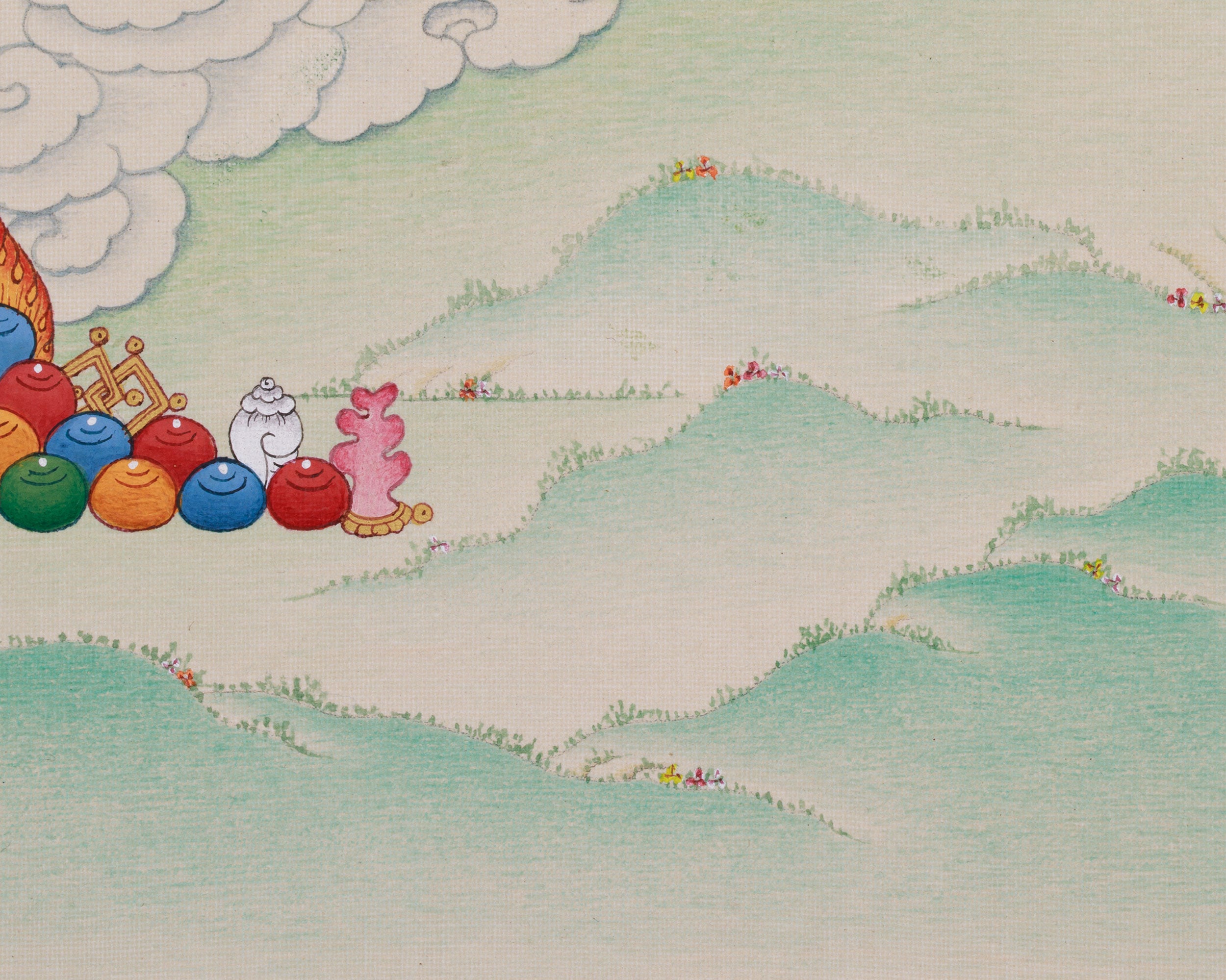 Radiant Infinite Light Buddha | Compact Red Buddha Amitabha Thangka