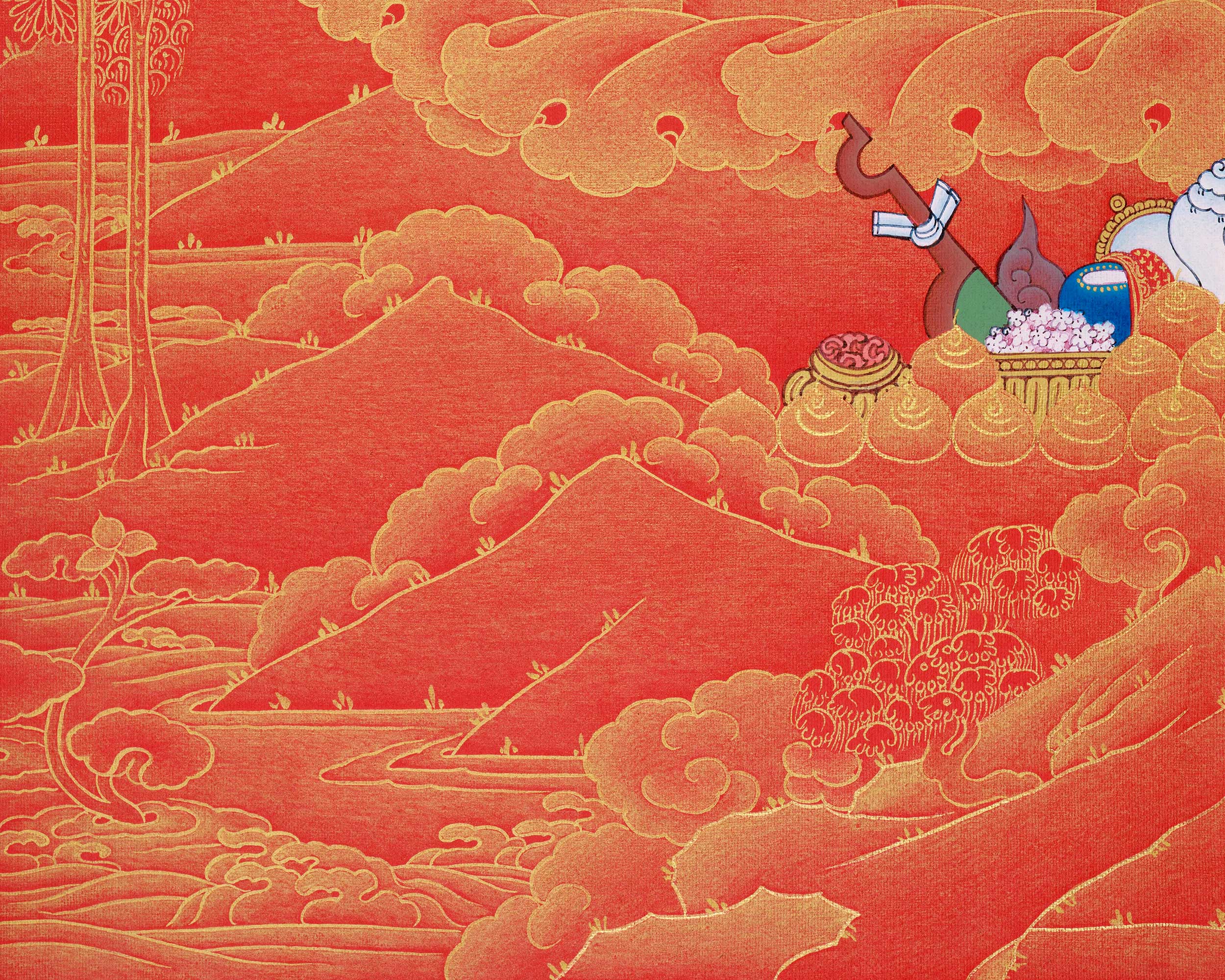 Gold Painted White Tara Thangka