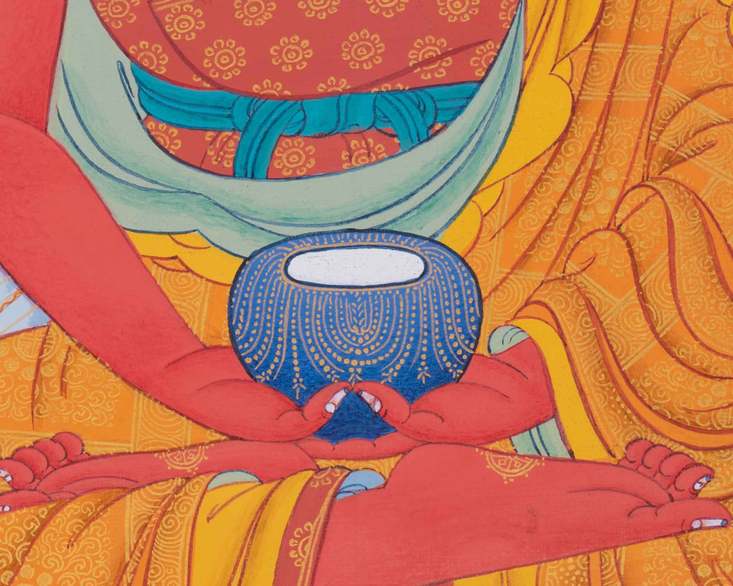 Handpainted Amitabha Singham Thangka | Sacred Lion's Presence