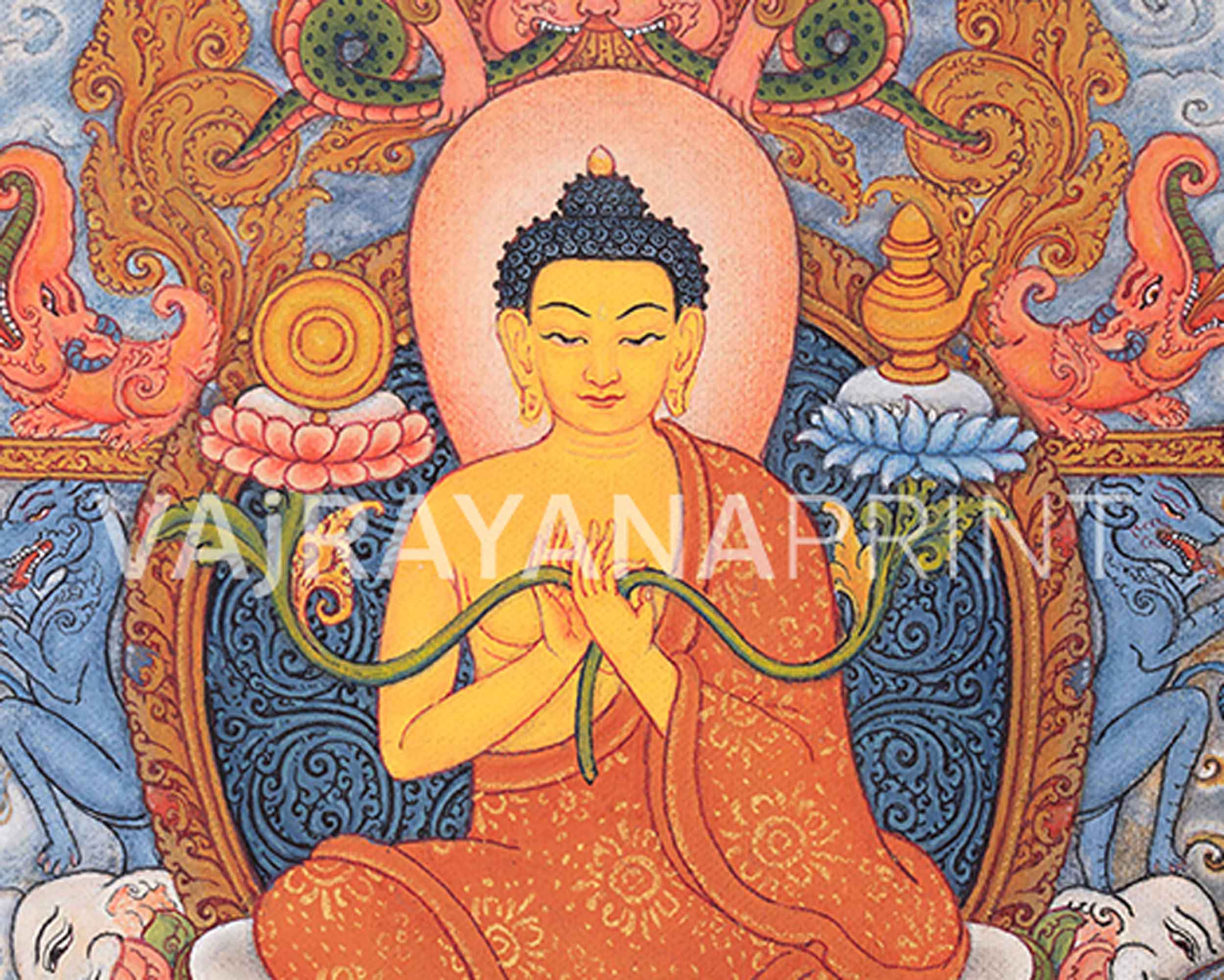Traditional Buddha Shakyamuni Thangka Print | Peaceful Deity | Home Decor