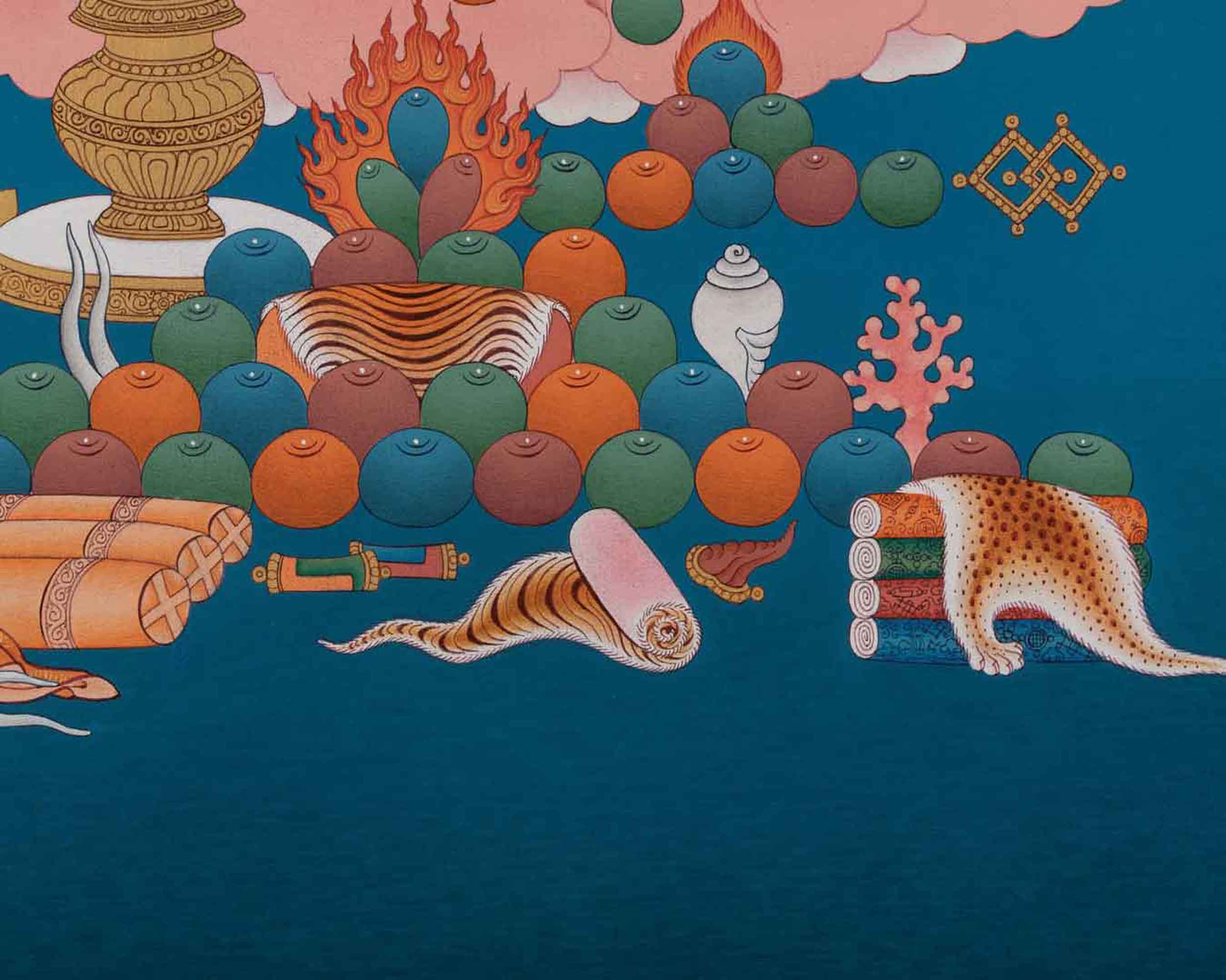 Dzambhala Thangka Art for Well Being | Himalayan Artwork for Decor