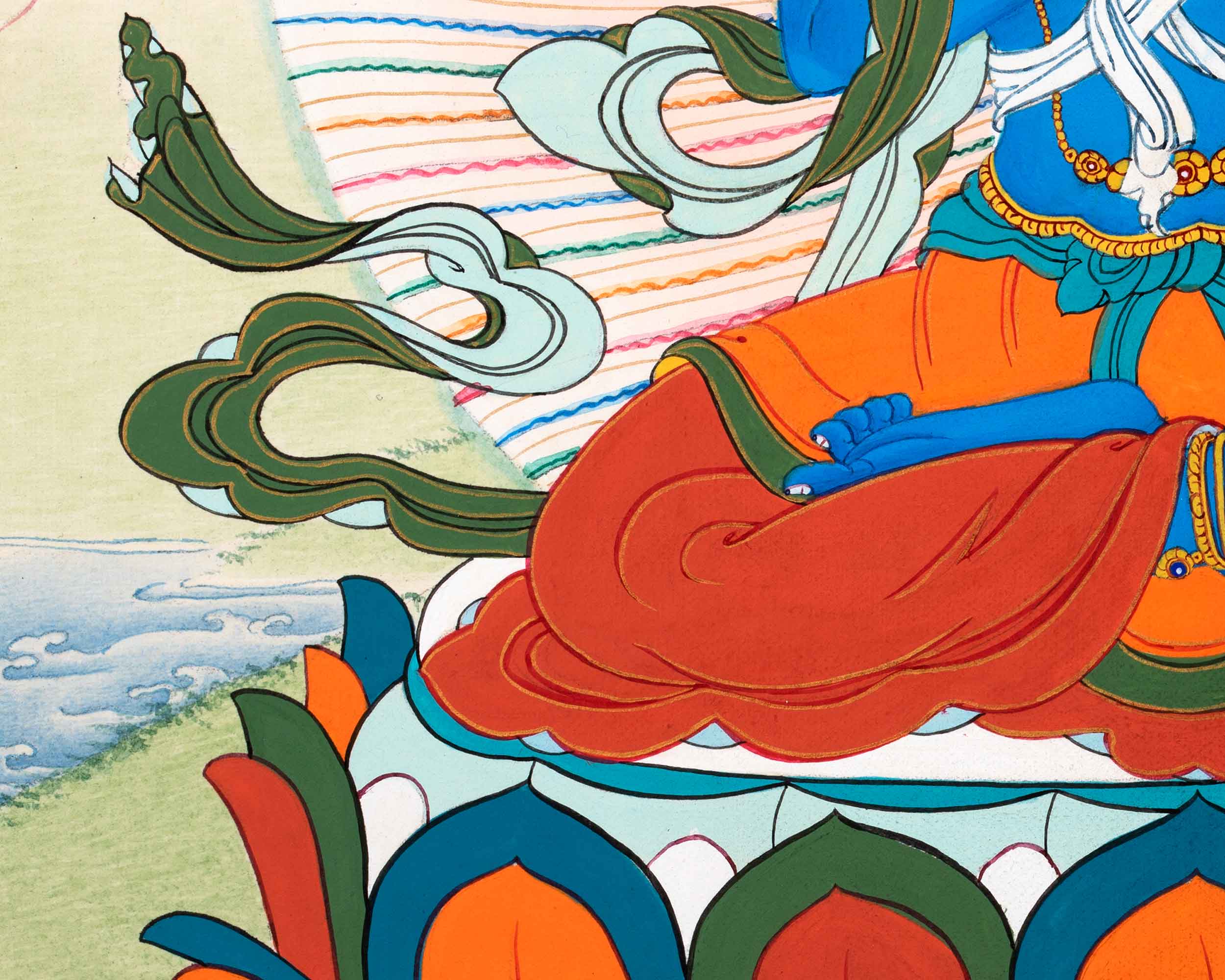 Hand Painted Vajradhara Thangka | Primordial Buddha Guru Dorje Chang | Hanpainted Thangka Art