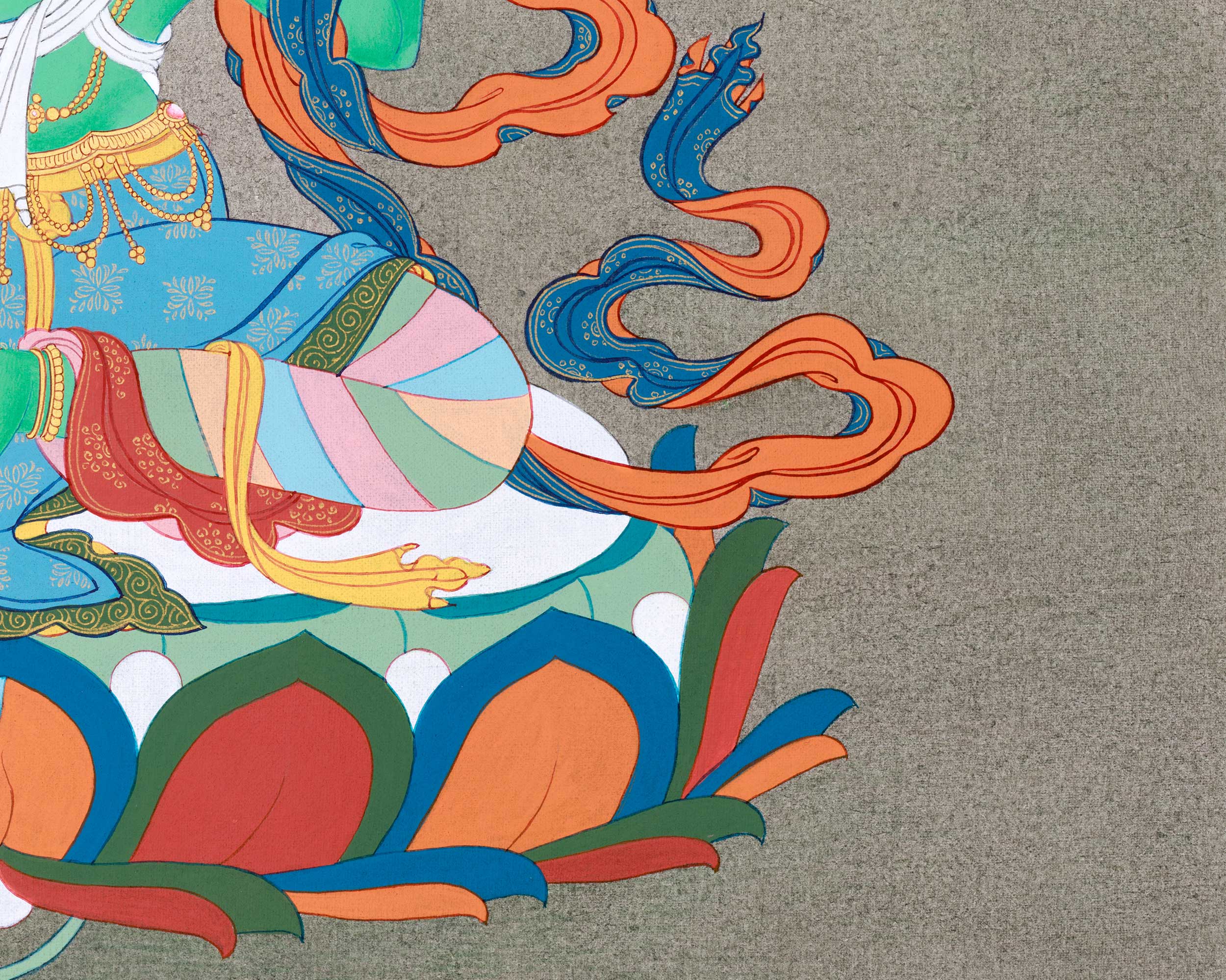 Green Tara Goddess Thangka Painting | Vajrayana Artwork