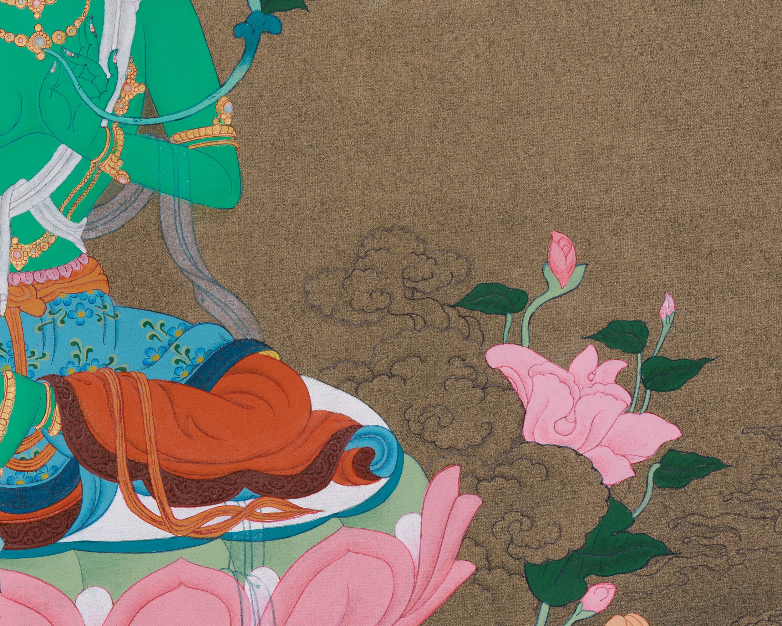 Traditional Green Tara Thangka | Buddhist Art of Compassion and Swift Protection