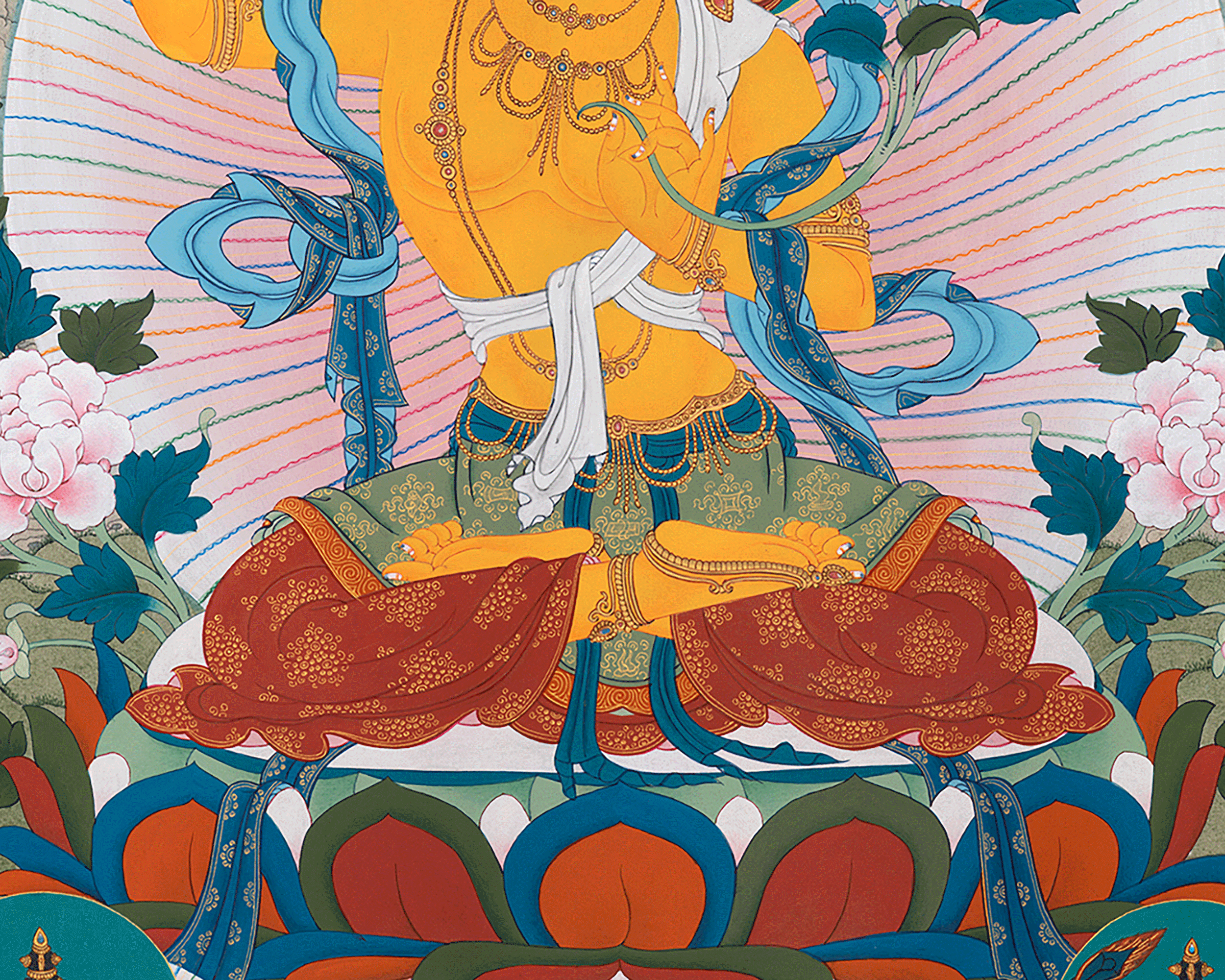 Divine 5 Manjushri Thangka | Tibetan Buddhist Art Featuring Prajnaparamita