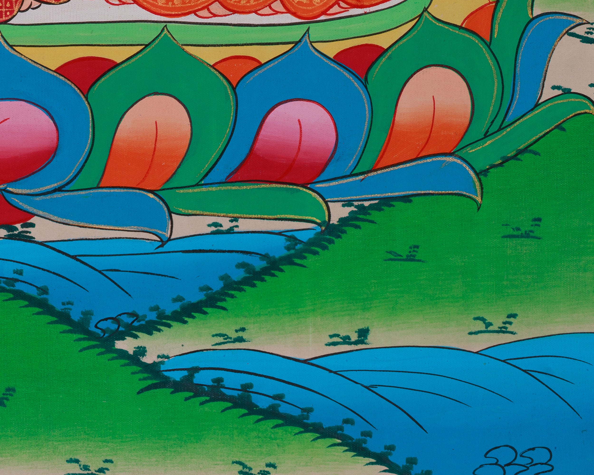 Amitabha, Red Buddha Thangka | Infinite Light and Compassion