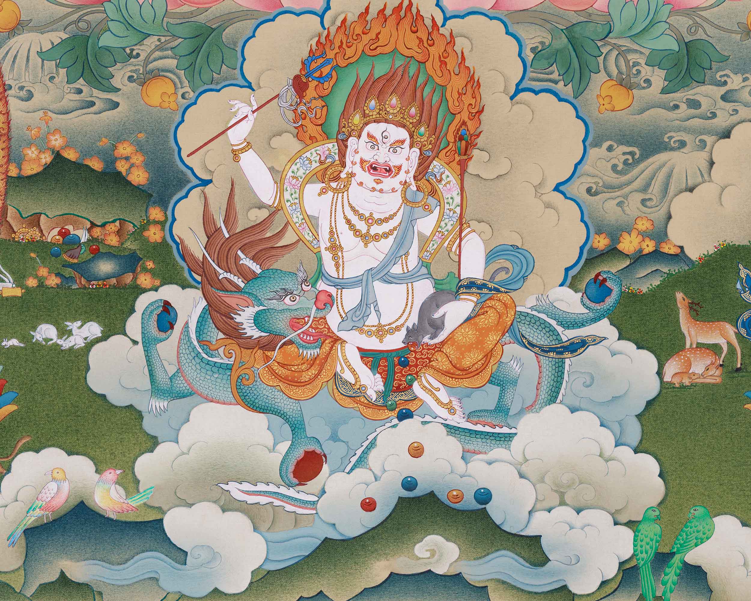 5 Dzambhala Thangka | The Five Wealth Deities of Prosperity, Protection, and Abundance