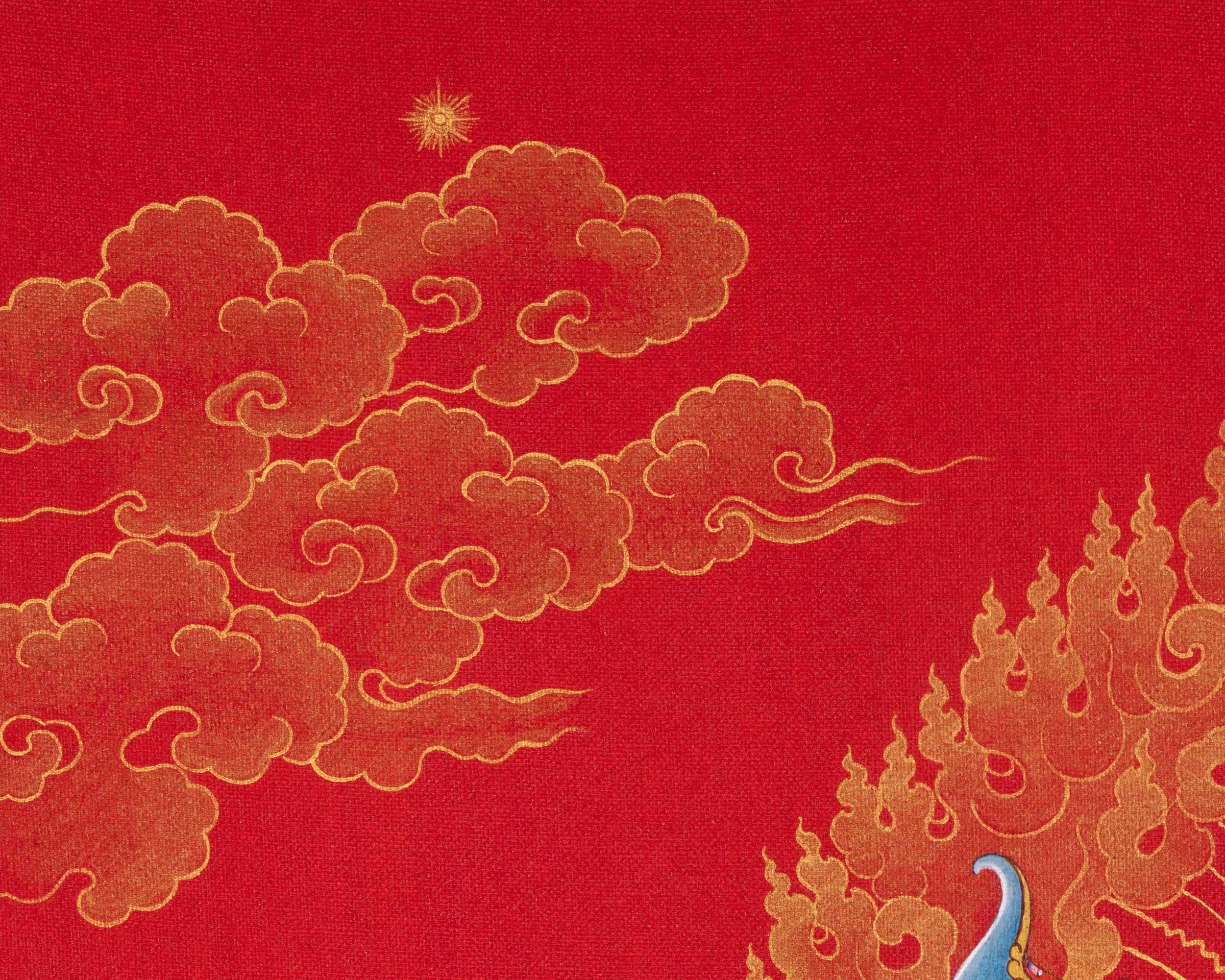 Red & Gold Vajravarahi Thangka | Dakini, Fierce Femininity | Traditional Buddhist Spiritual Wall Art