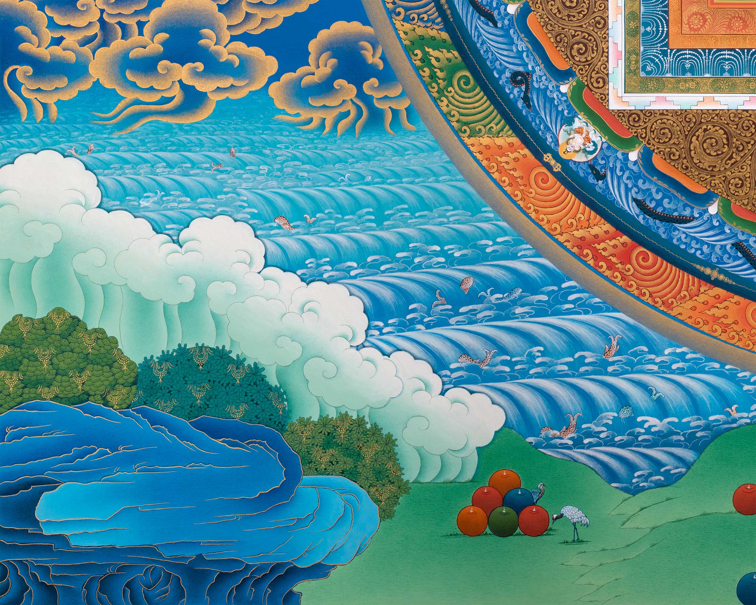 Chenresig Mandala Thangka Print | Traditional Tibetan Mandala Artwork