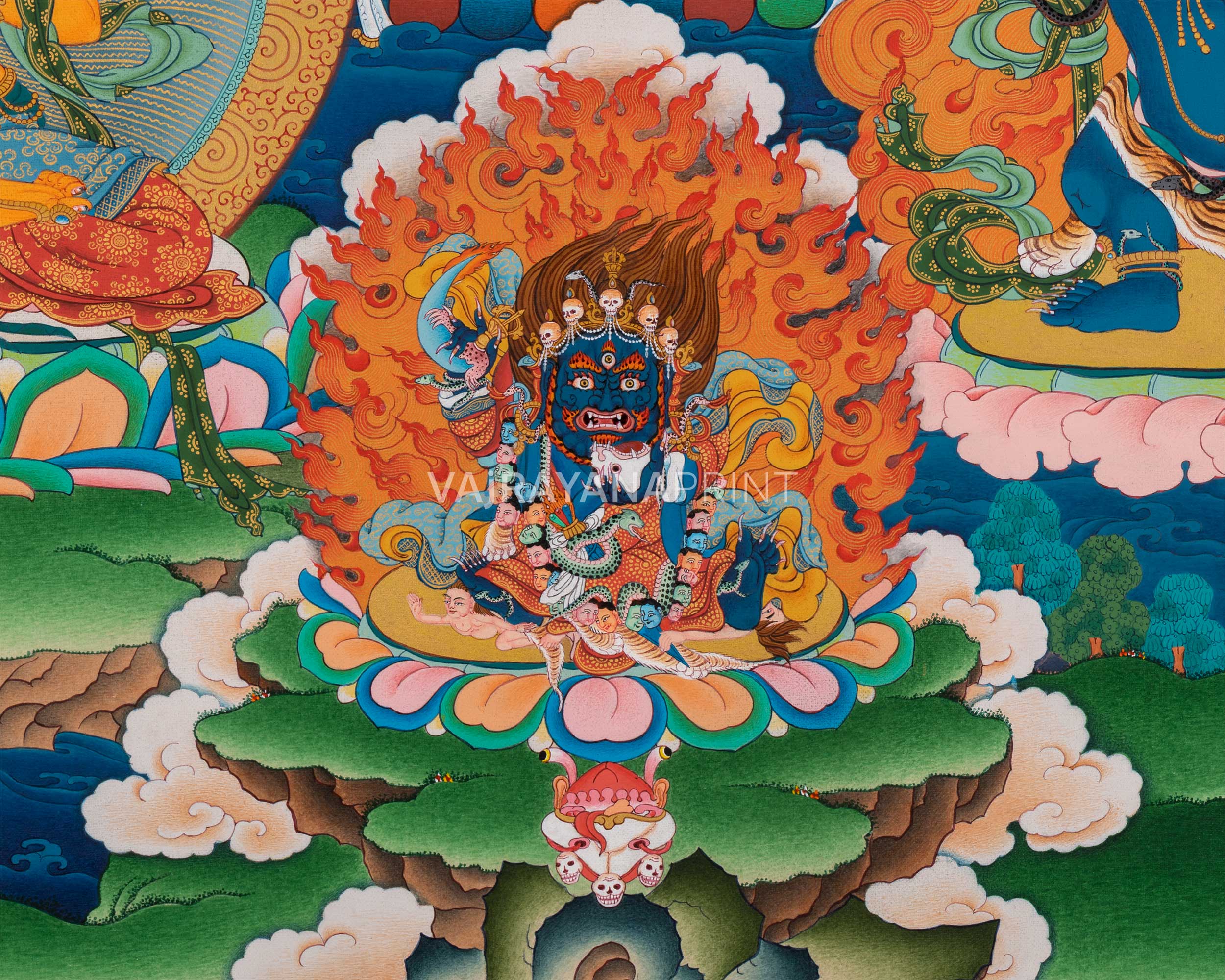 Chenresig, Manjushri Vajrapani Print | Kagyu Thangka Print