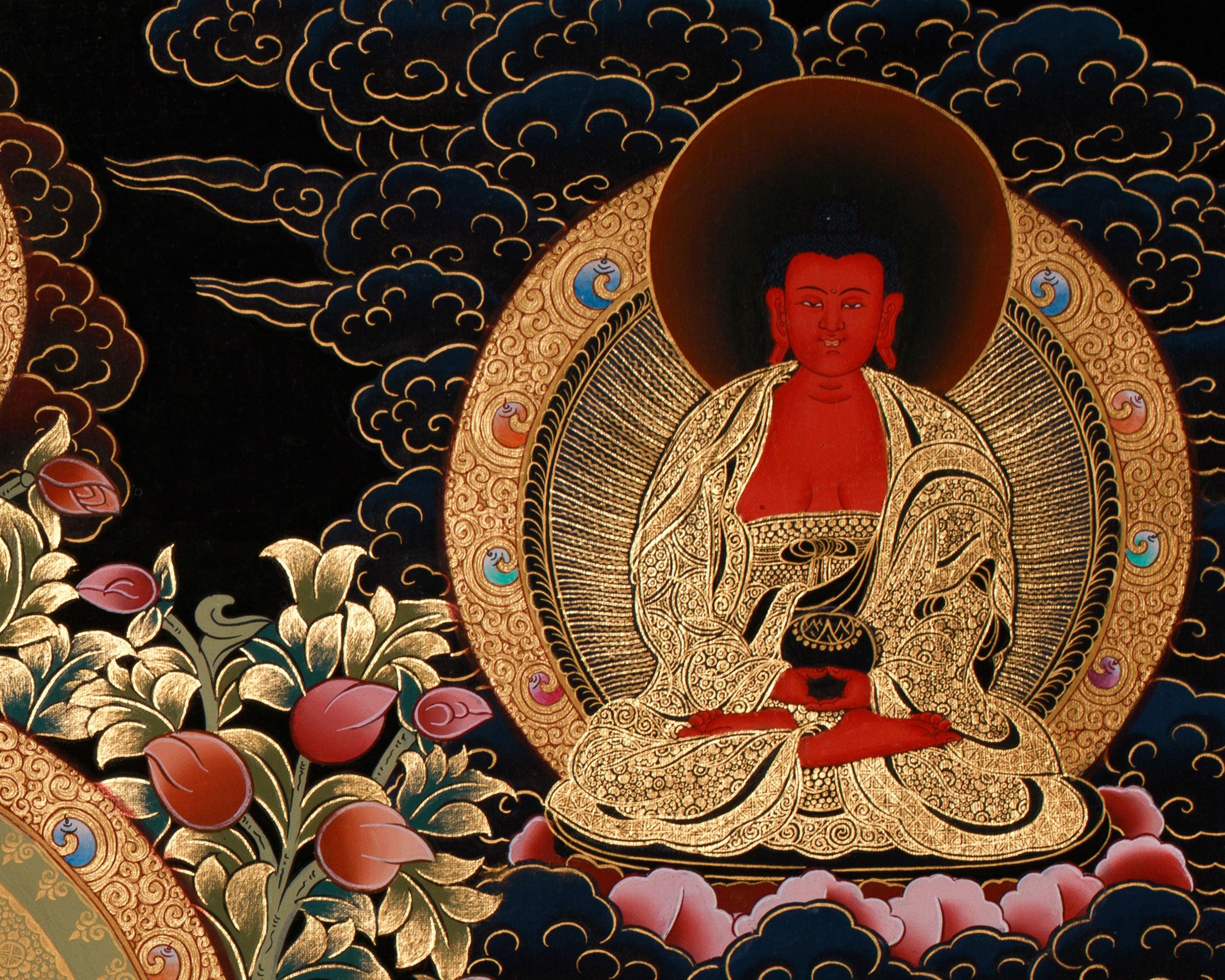 Unique Tibetan Vajrasattva and Consort Thangka | Spiritual Masterpiece with Gold Accents