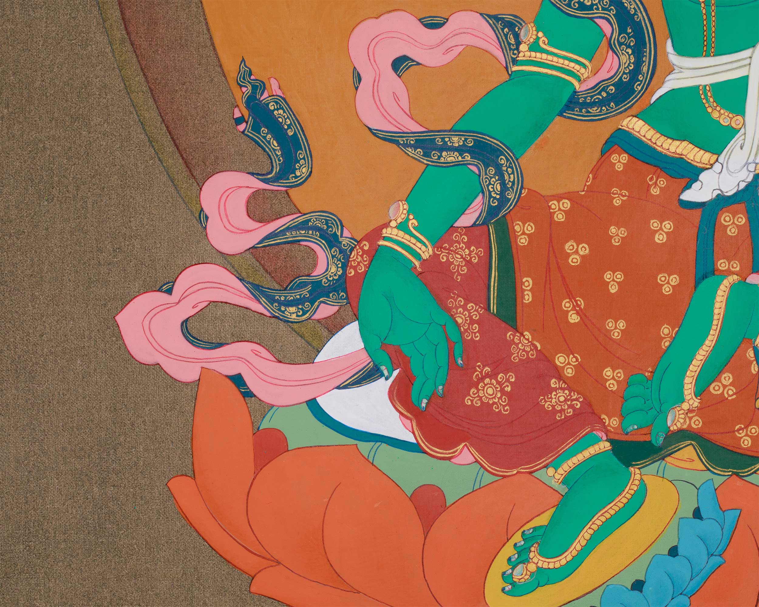 Tibetan Bodhisattva Green Tara Painting | Goddess of Compassion and Swift Action