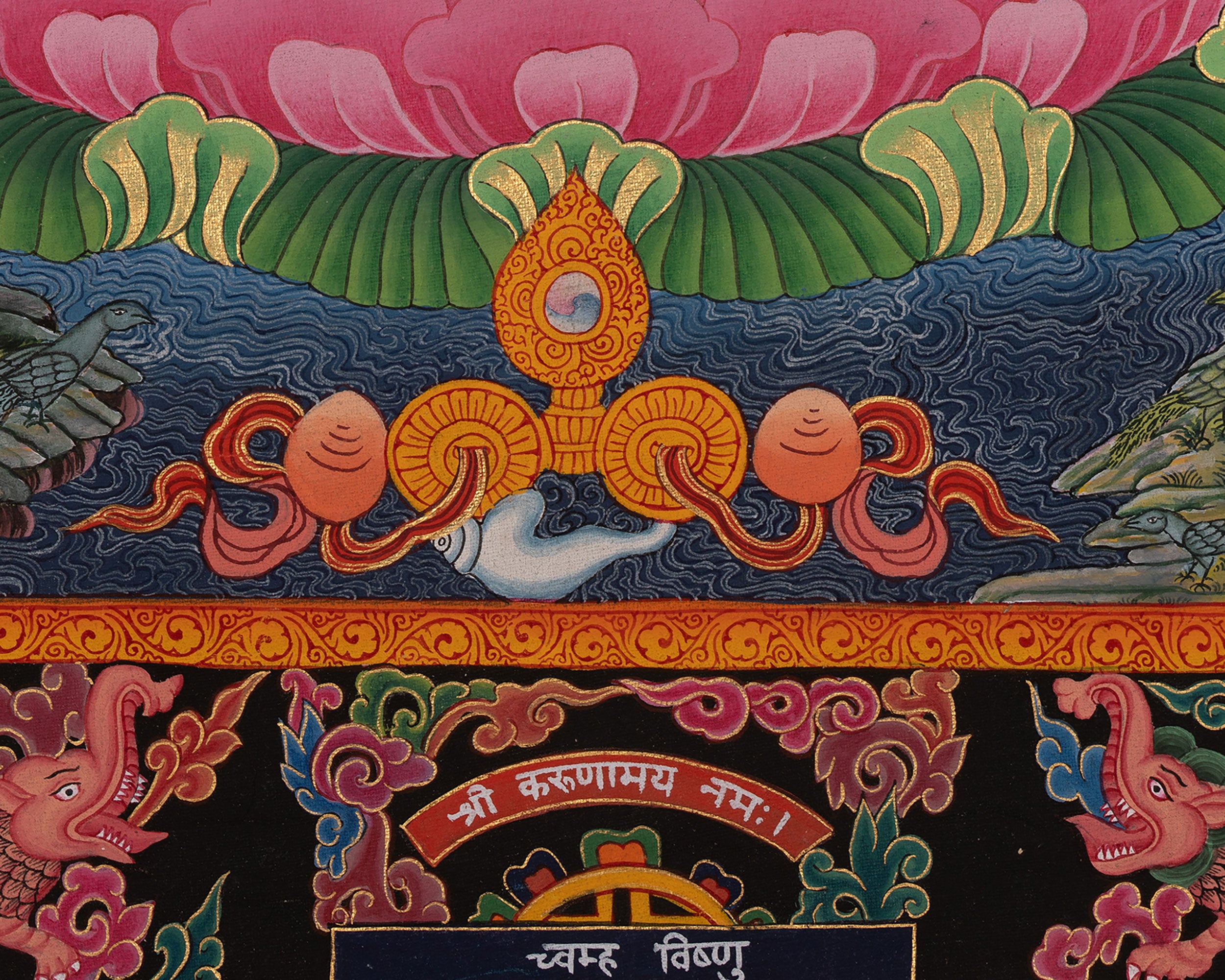Newari Padmapani Lokeshvara | Rare Genuine Hand Painted Paubha Art