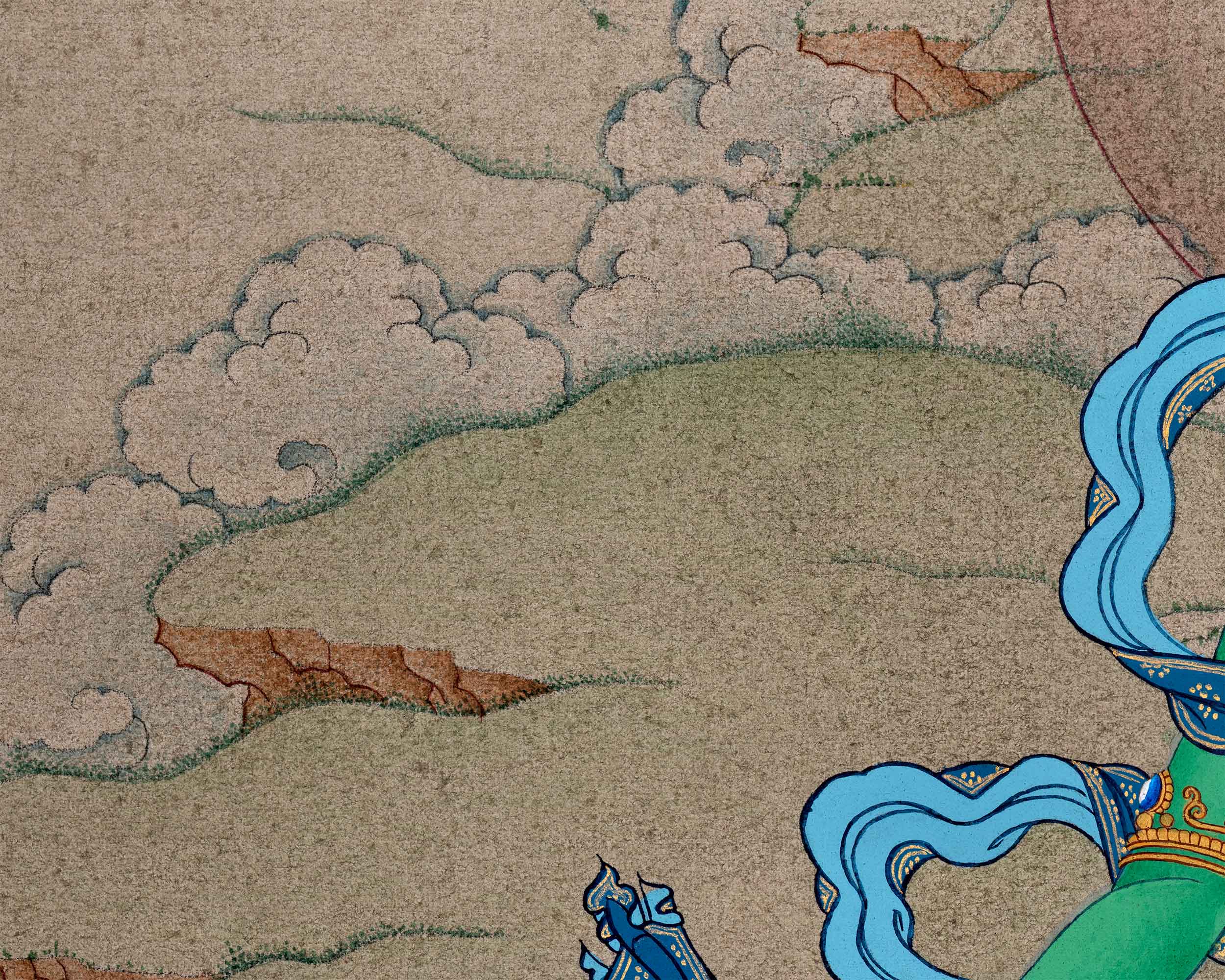 Green Tara's Serene Blessings | Goddess of Compassion in Thangka Art | Religious Decoration