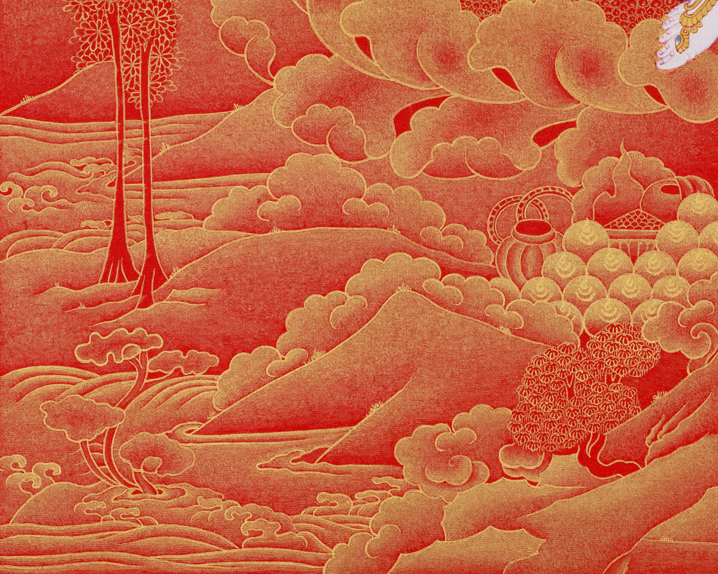 Radiant Gold Yeshe Tsogyal Thangka | Dakini of Buddhism