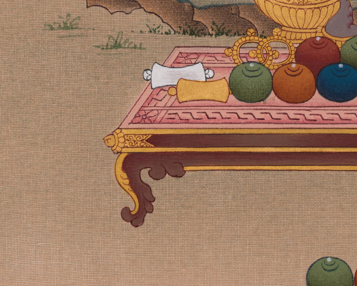 Dzambhala Sacred Thangka | Buddhist Wealth Deity of Prosperity and Generosity | Hand-painted Artwork