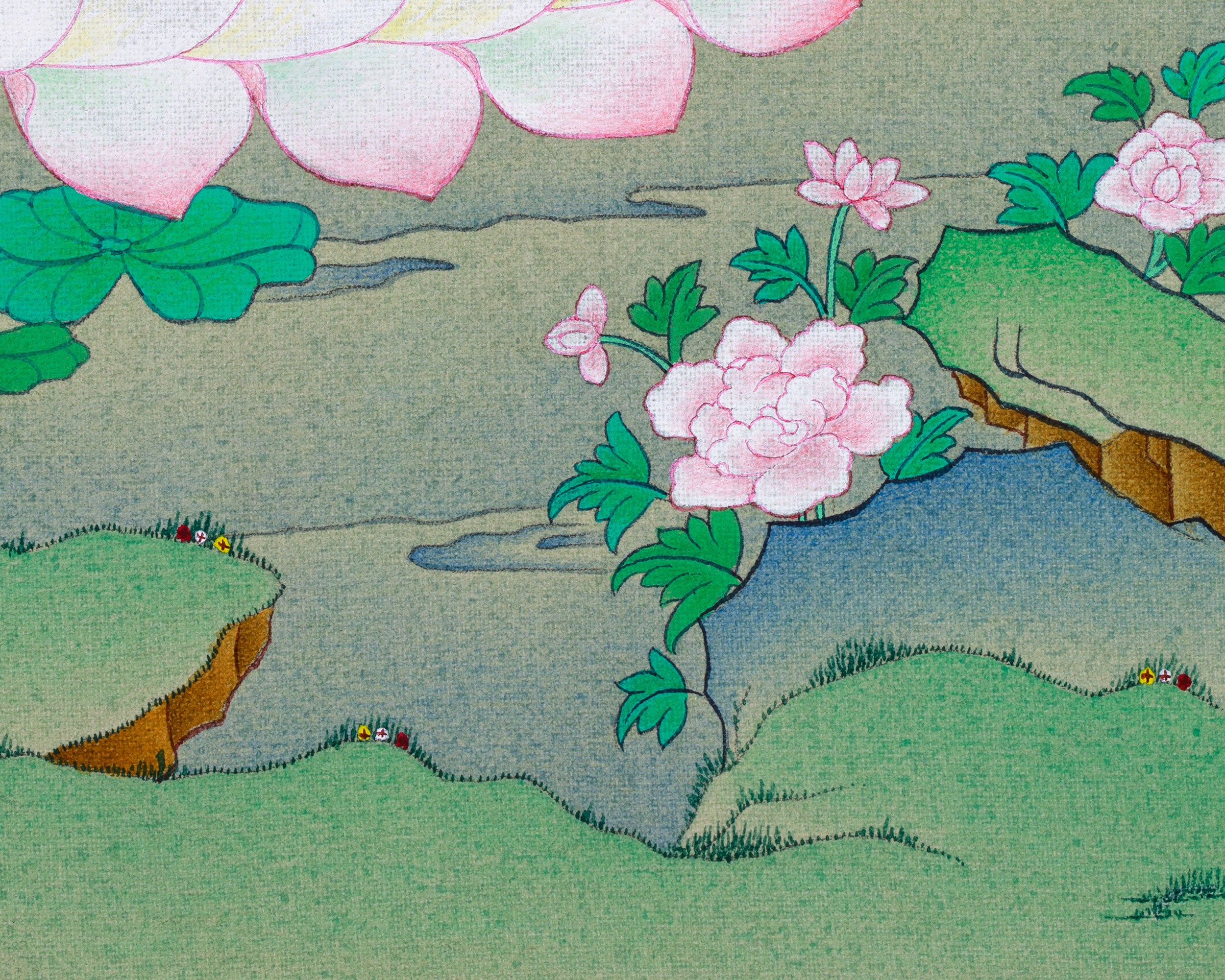 Small Hand-Painted Chenresig Thangka: Four Arm Bodhisattva | Compassion Deity